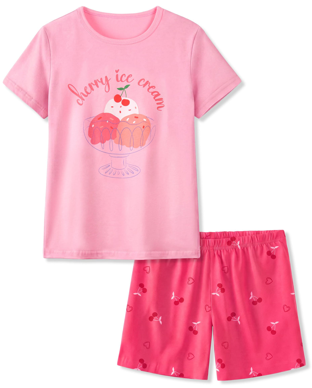 HONGTEYA Cotton Girls Clothes Kids Short Sleeve for 4-15T Years