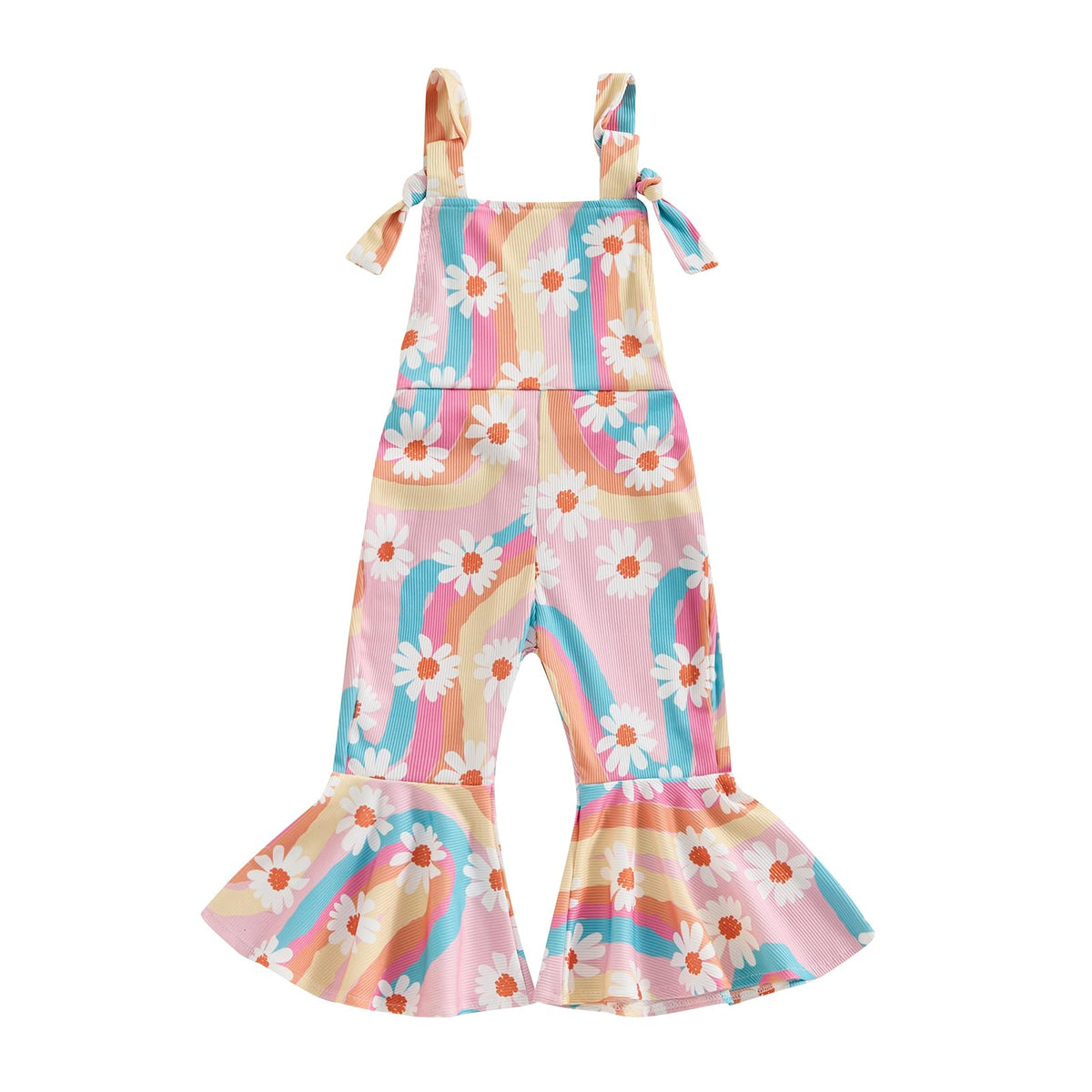 Toddler Baby Girl Bell Bottoms Romper Floral/Butterfly Overalls Suspender Flare Pants One Piece Strap Jumpsuit