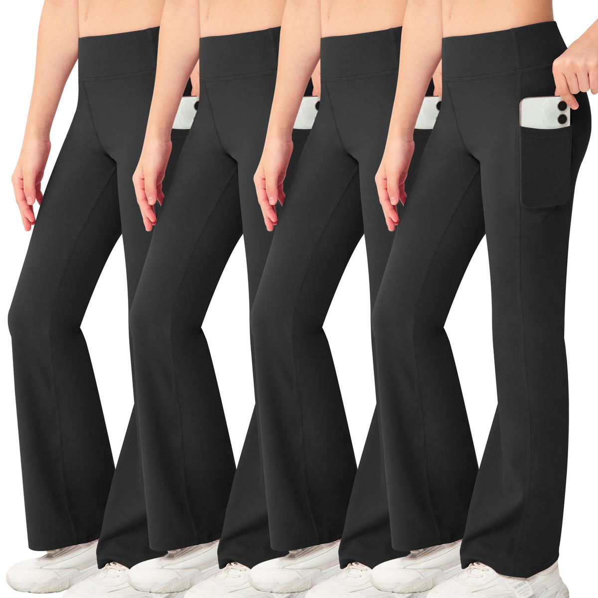 NORMOV Girl's Bootcut Yoga Pants with Pockets,High Waisted Casual Kids Bell Bottoms Pants