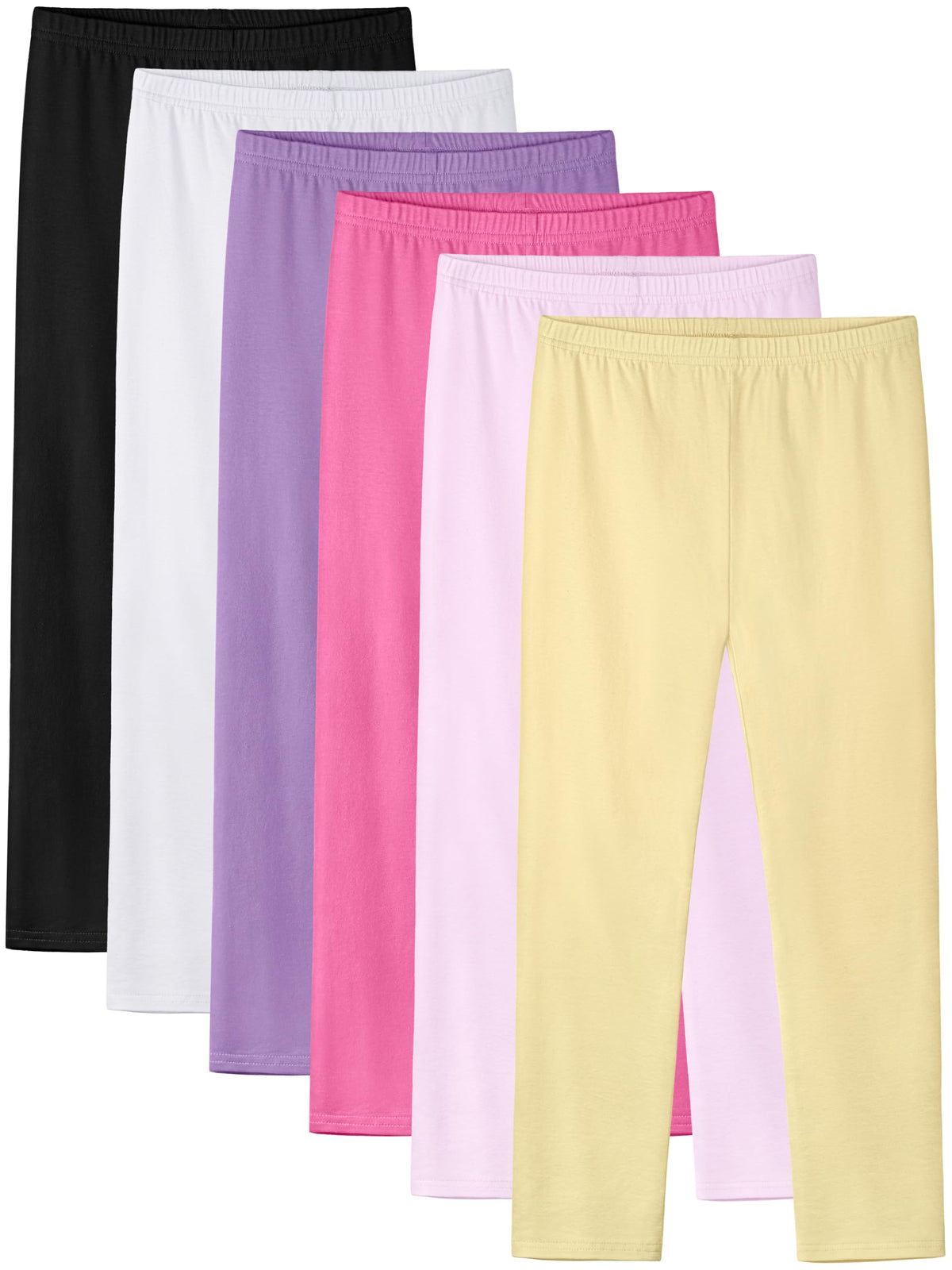 6 Pack Girls Leggings Cotton Tights for Toddler Kids Soft Yoga Pants