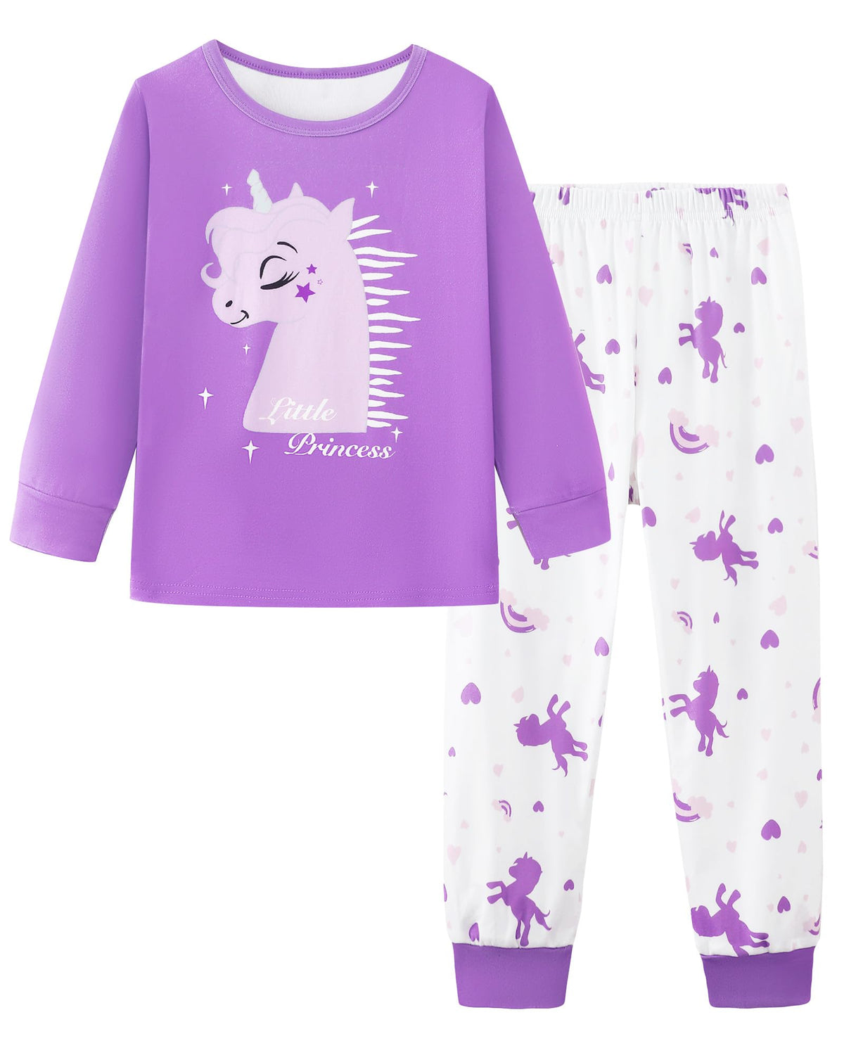 Mikrdoo Girls Pajamas Set Long Sleeve Top and Pants 2 Piece Sleepwear