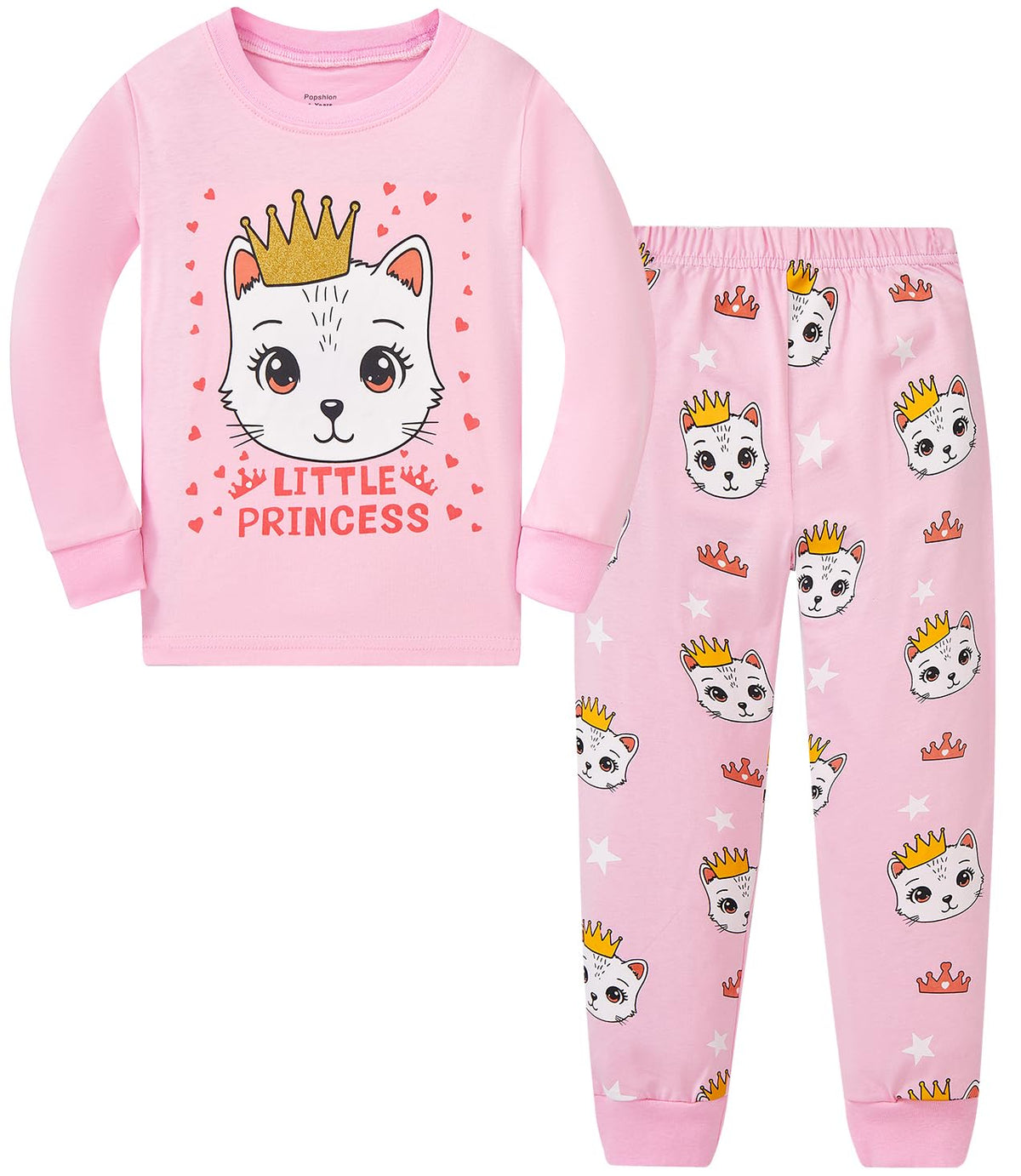 Popshion Little Girls Mermaid Pajamas 2 Piece Set 100% Cotton Sleepwear Toddler Clothes for Kids Baby Ladybug Style PJs