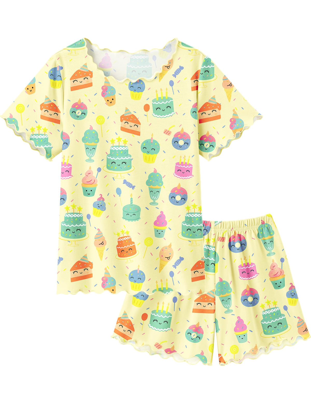 Arshiner Girls Pajamas Short Sleeve Lounge Set Soft Shirring Summer Pjs