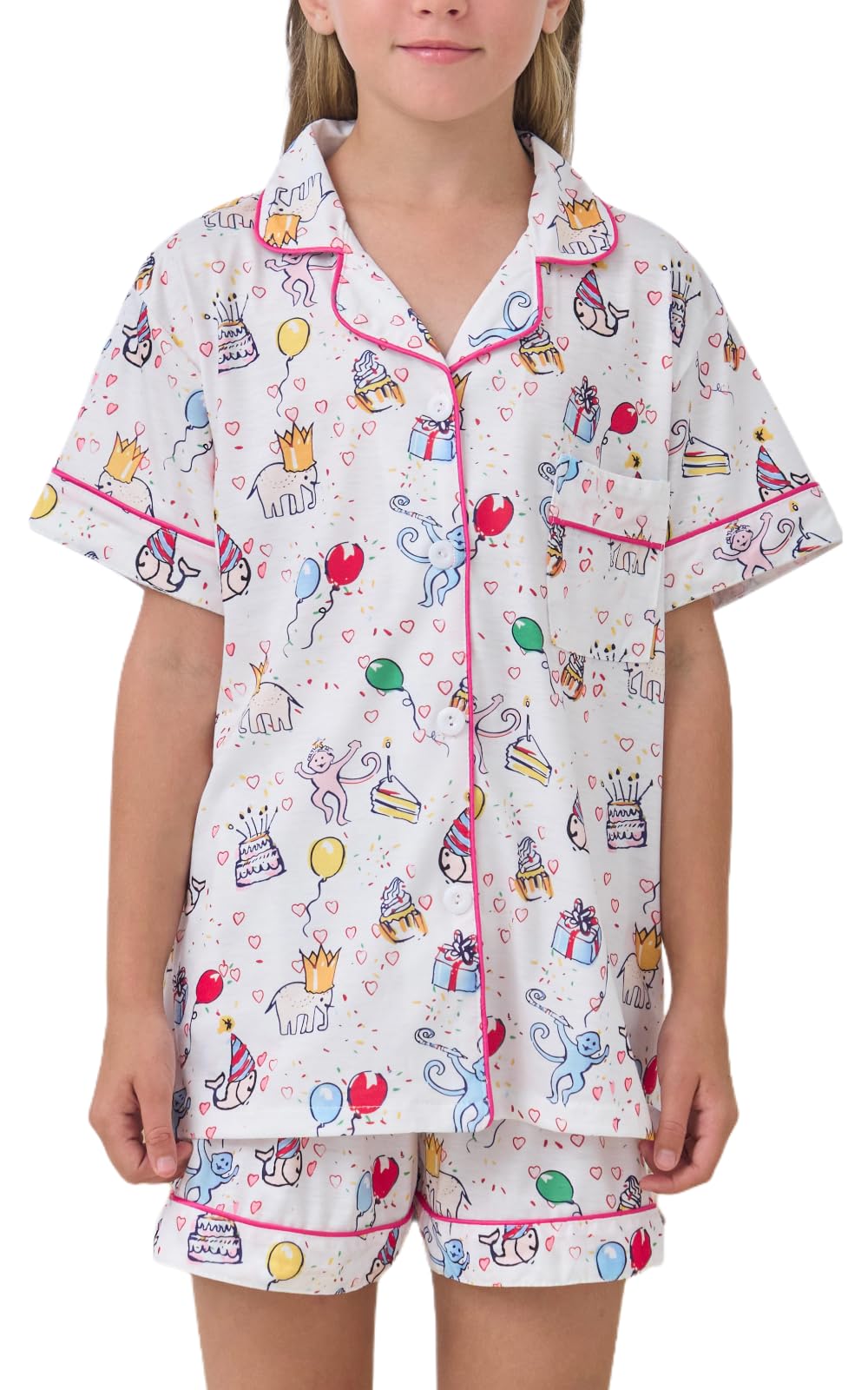Girls Summer Outfit,Kids Monkey Button Down Loungewear Sleepwear Pjs