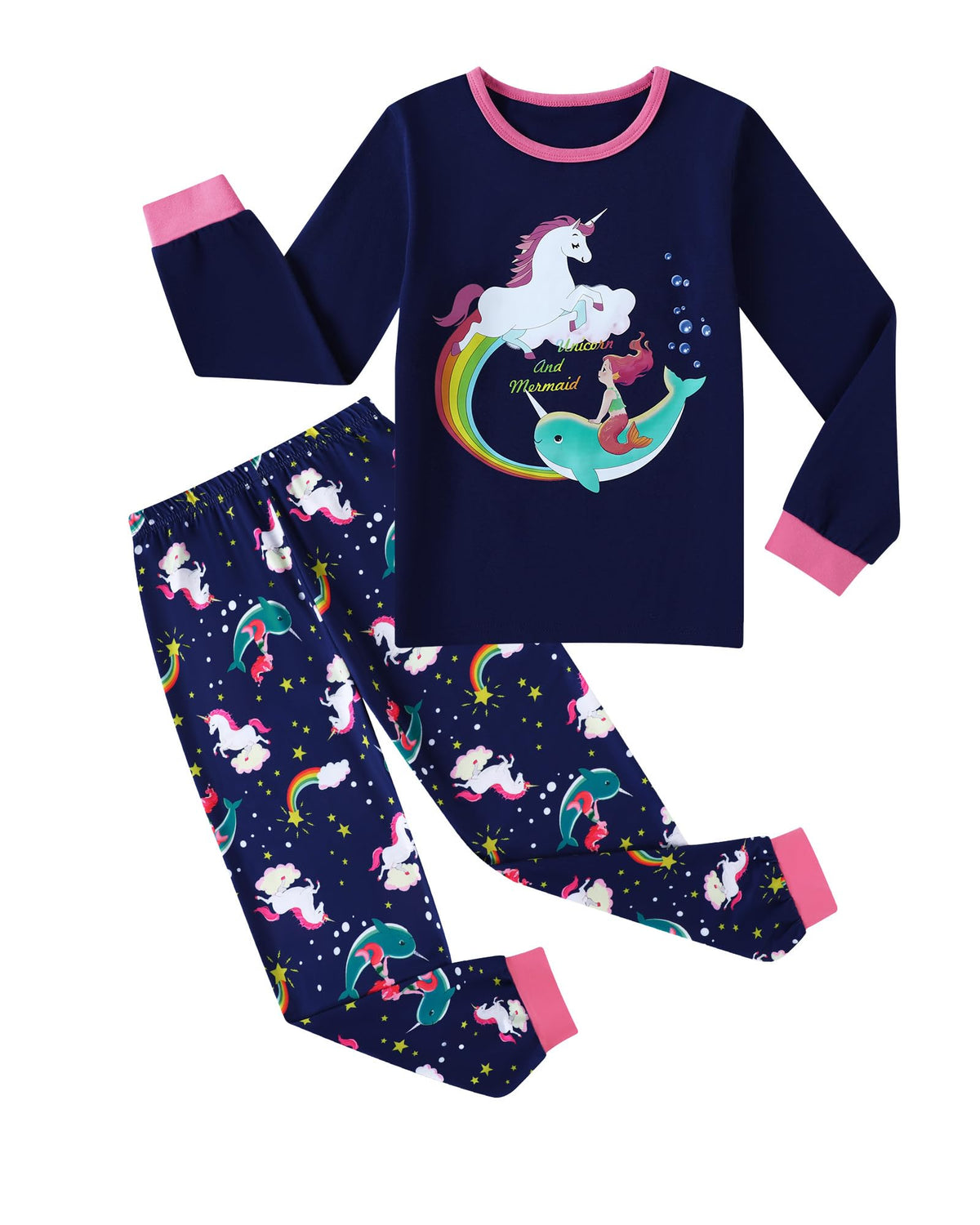 CARETOO Girls Pajamas Kids Cotton Pajama Sets 2-Piece Long Sleeve Pjs Comfy Girls Sleepwear for 4-12 Years