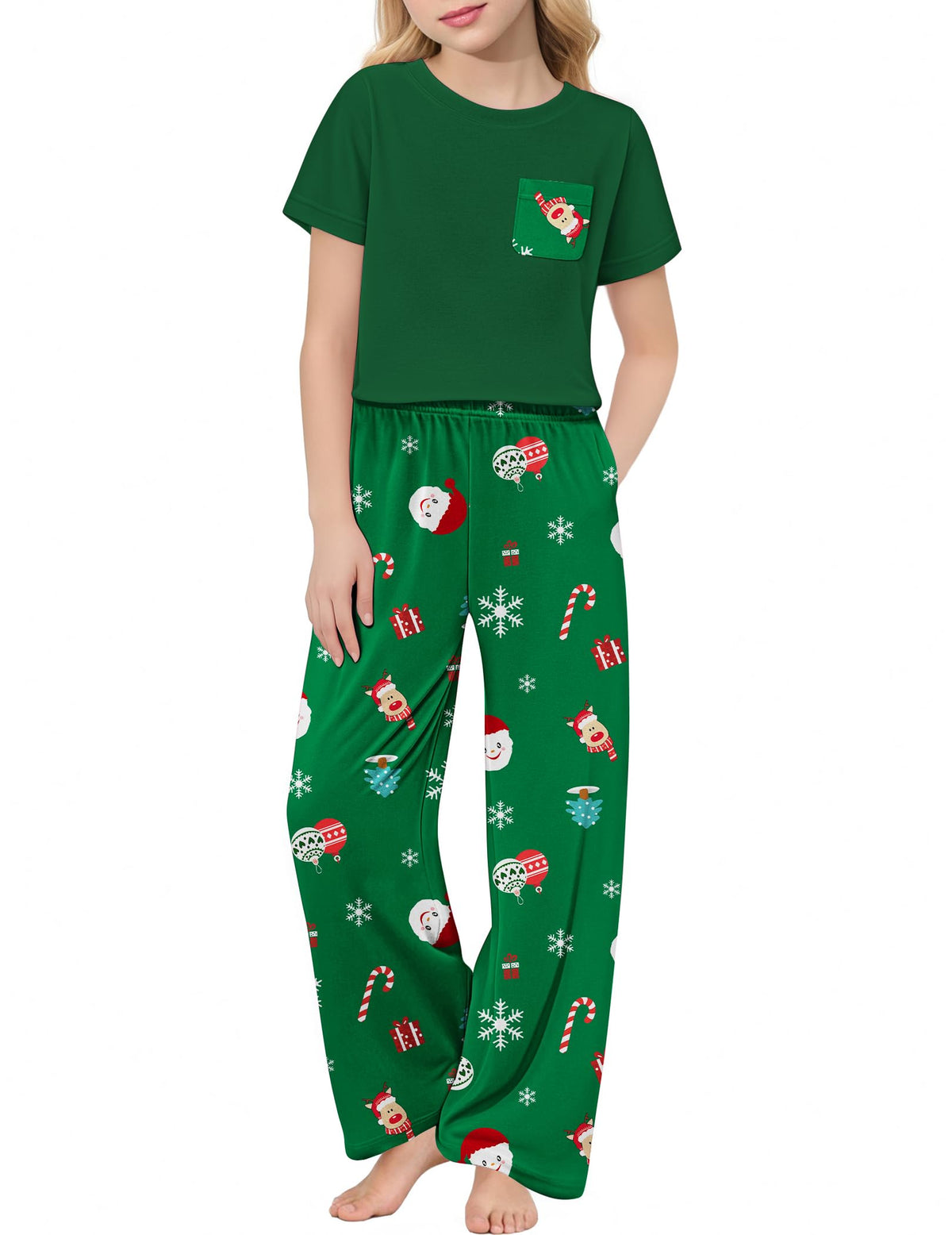 Arshiner Girls' Sleepwear Short Sleeve Long Pants Pajamas Sets Soft Pjs