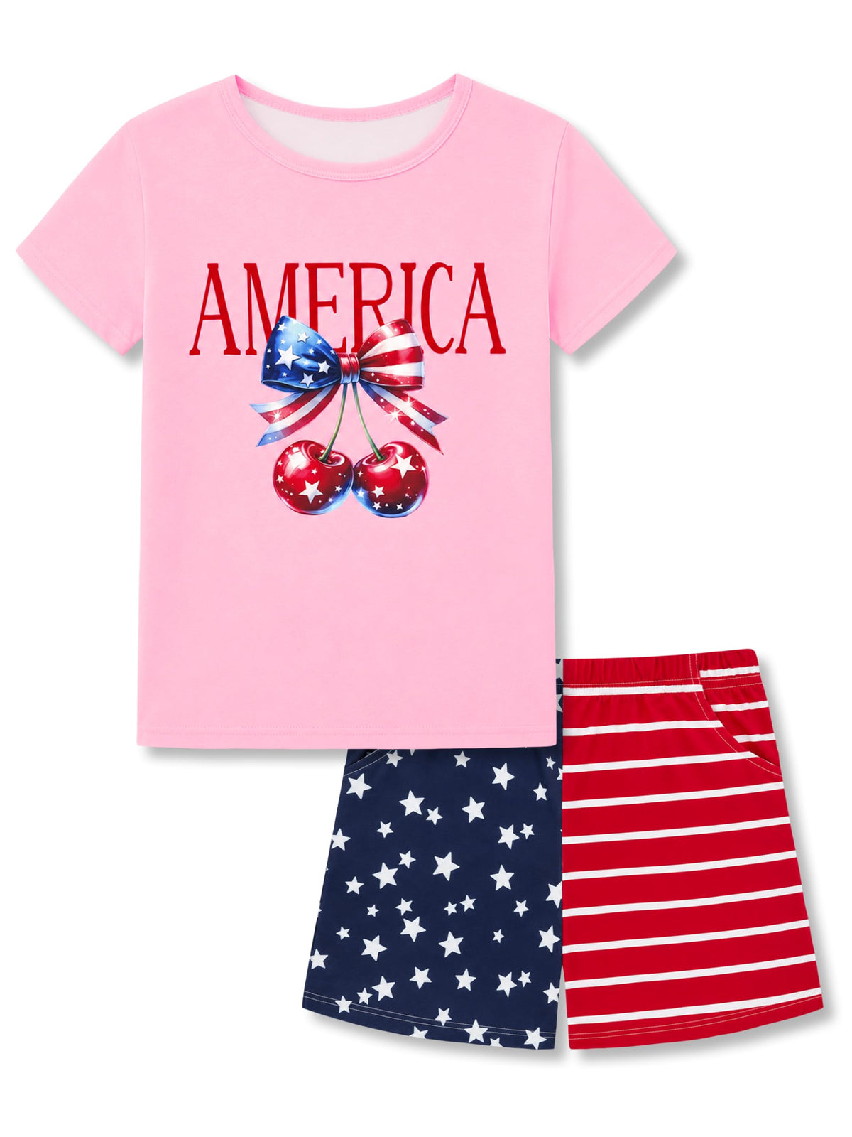 Topgal Girls Summer Pajama Set Cute Prints Short Sleeves Shorts Size 6-18