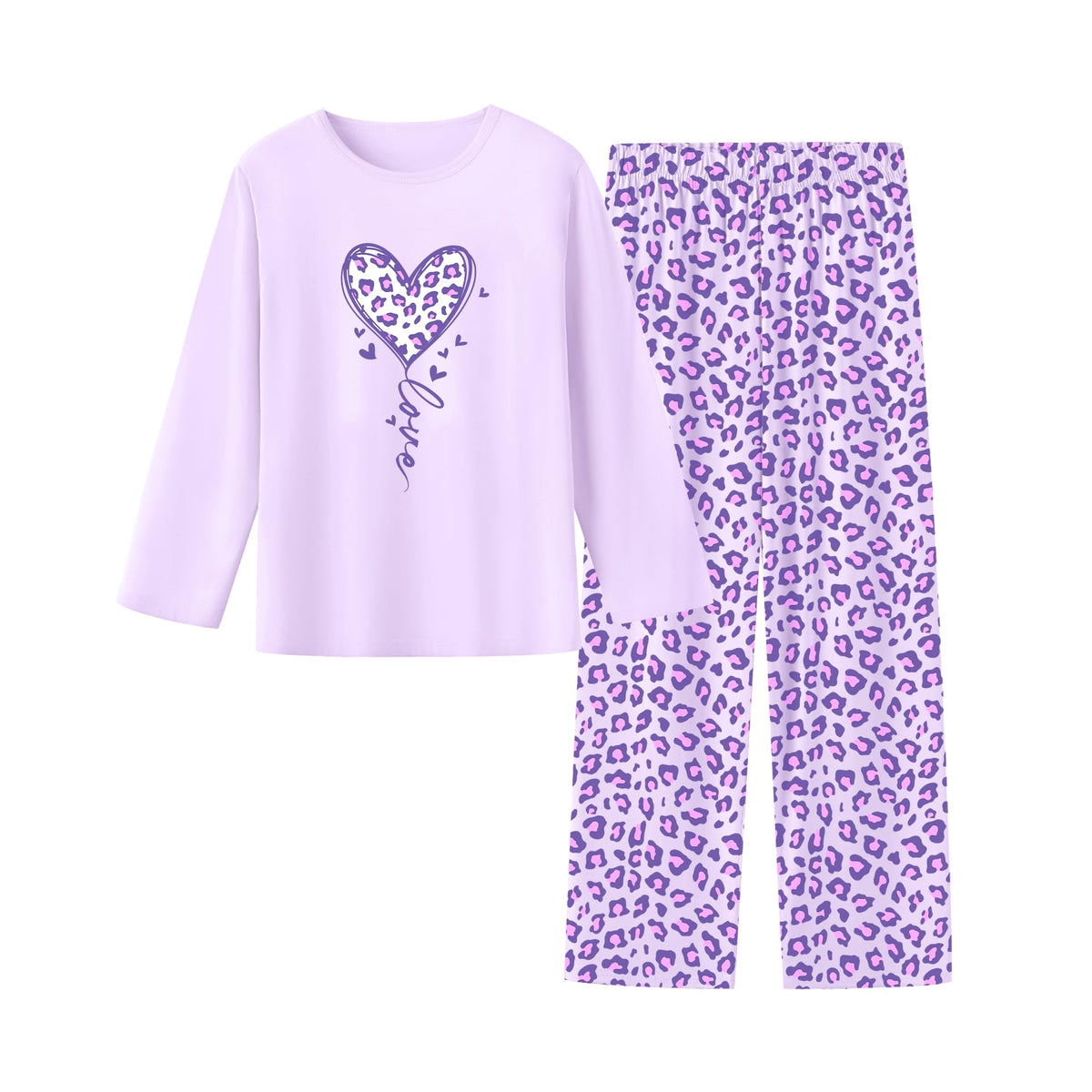 Umeyda 2-Piece Pajama Set for Girls, 100% Cotton Cartoon Pattern Sleepwear Pjs Set Size 5-14