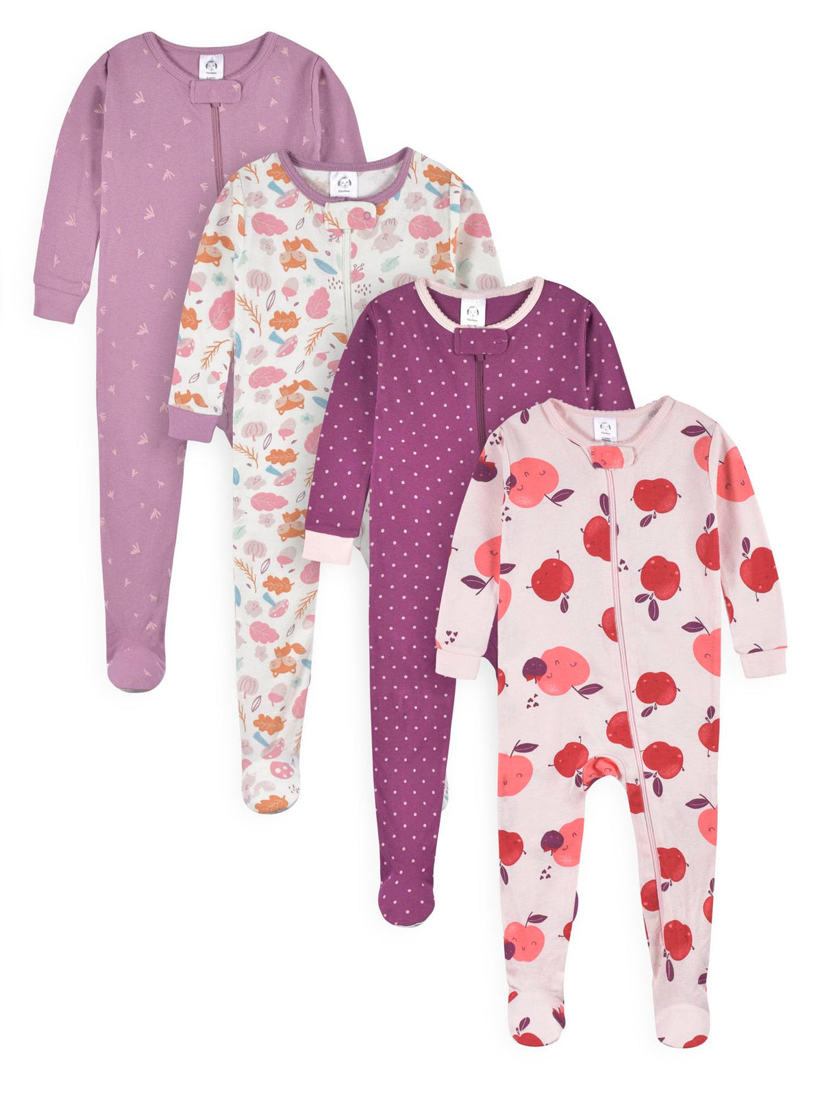 Gerber Baby Girls 4-pack Footed Pajamas