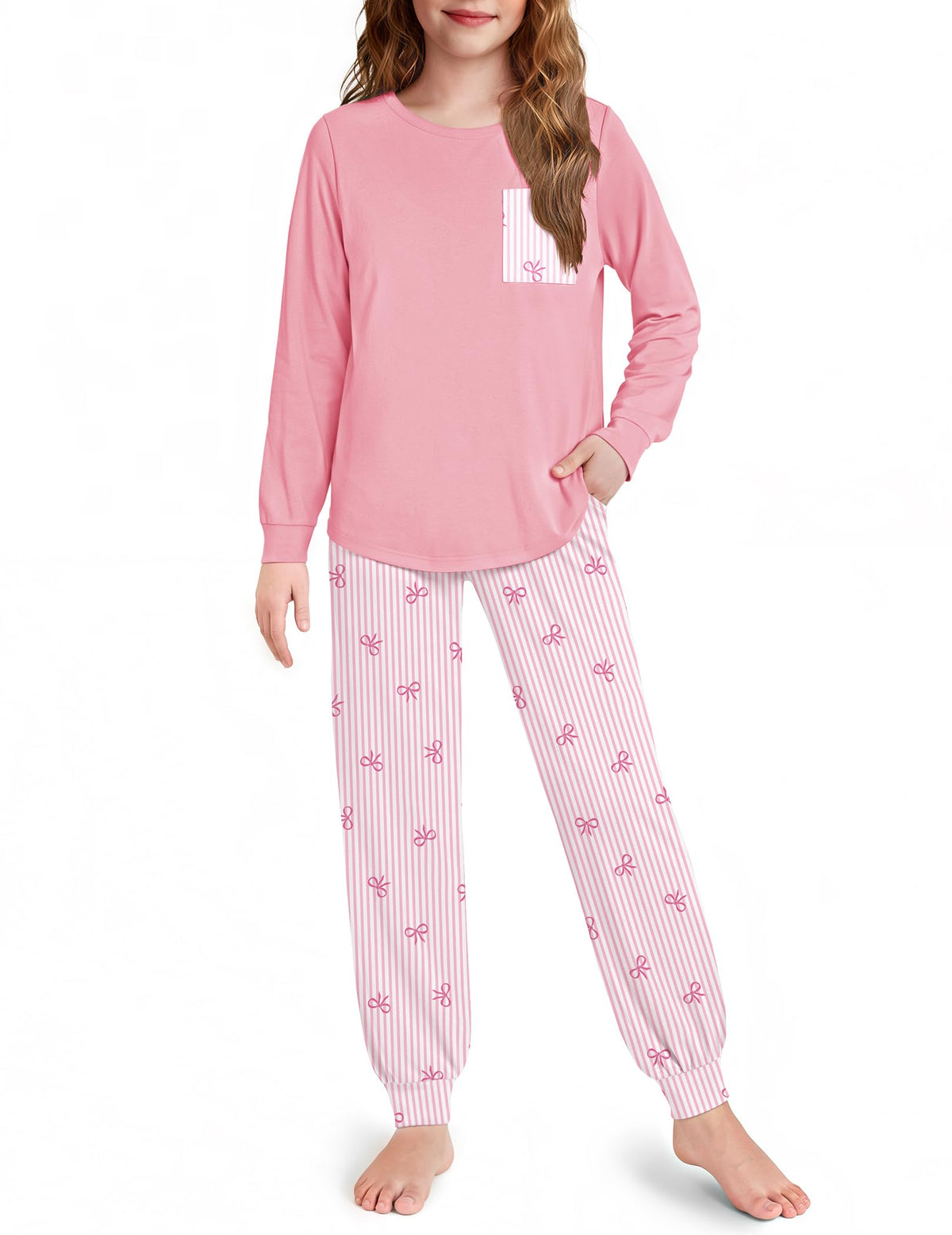 Arshiner Pajamas for Girls Long Sleeve Pjs Set Soft Ankle Cuff Sleepwear