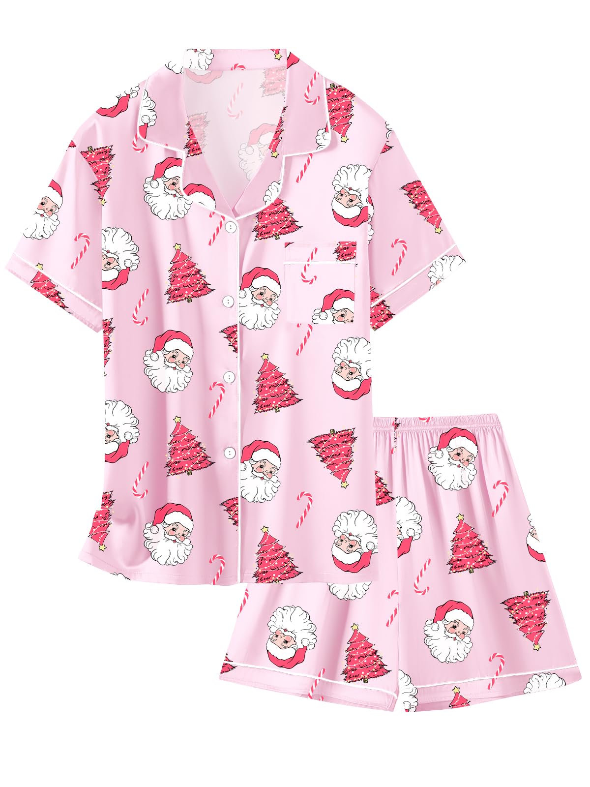 Girls & Womens Satin Pajamas Set, Silk Button-Down Sleepwear 2 Piece Nightwear, 3 Years - Women XXL