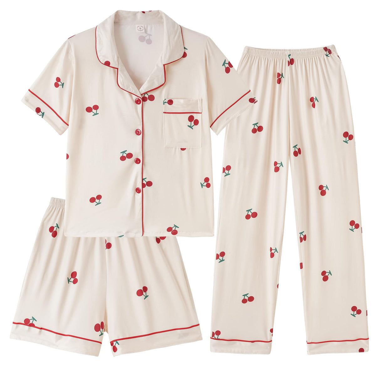 Hupohoi Girls Pajamas 3 Piece Button Down Sleepwear Outfit with Pockets PJS
