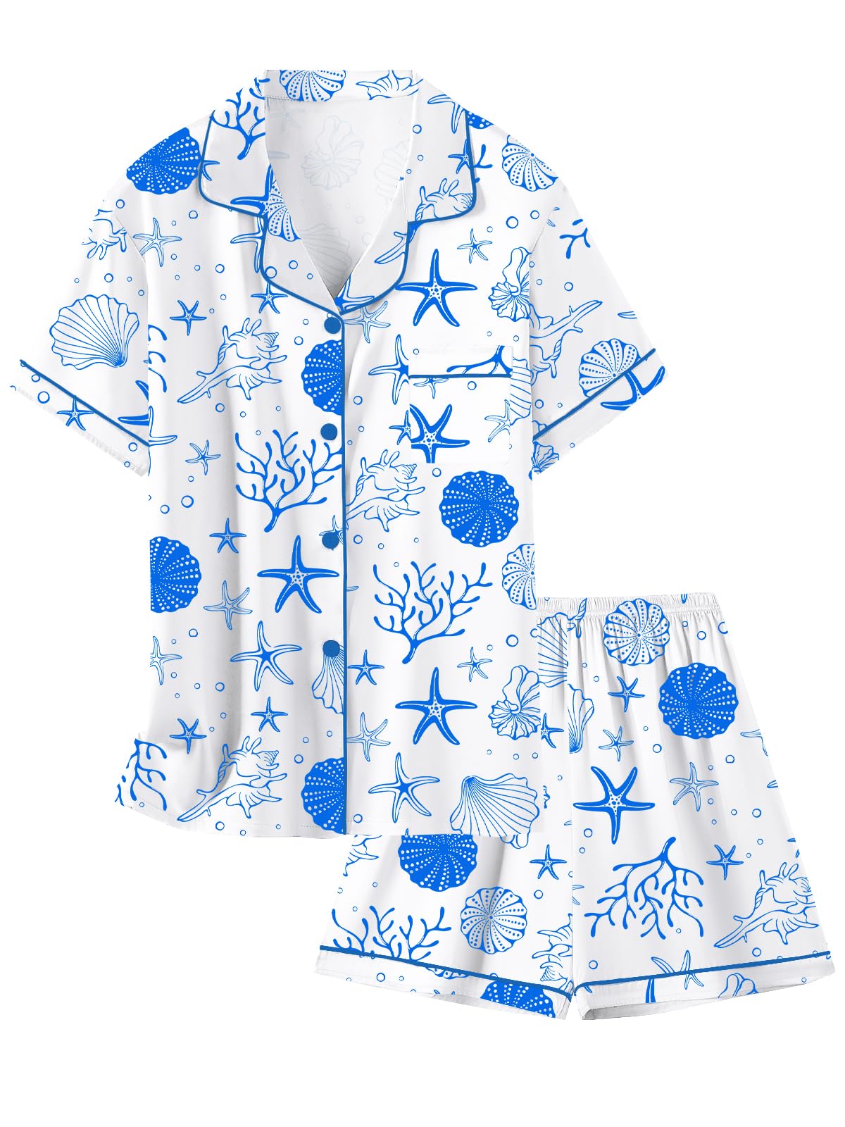 Schbbbta Girls Womens Pajamas, Satin Silky Pjs Set Kids 2Pcs Button-Down Nightwear Sleepwear Gift for Mommy and me