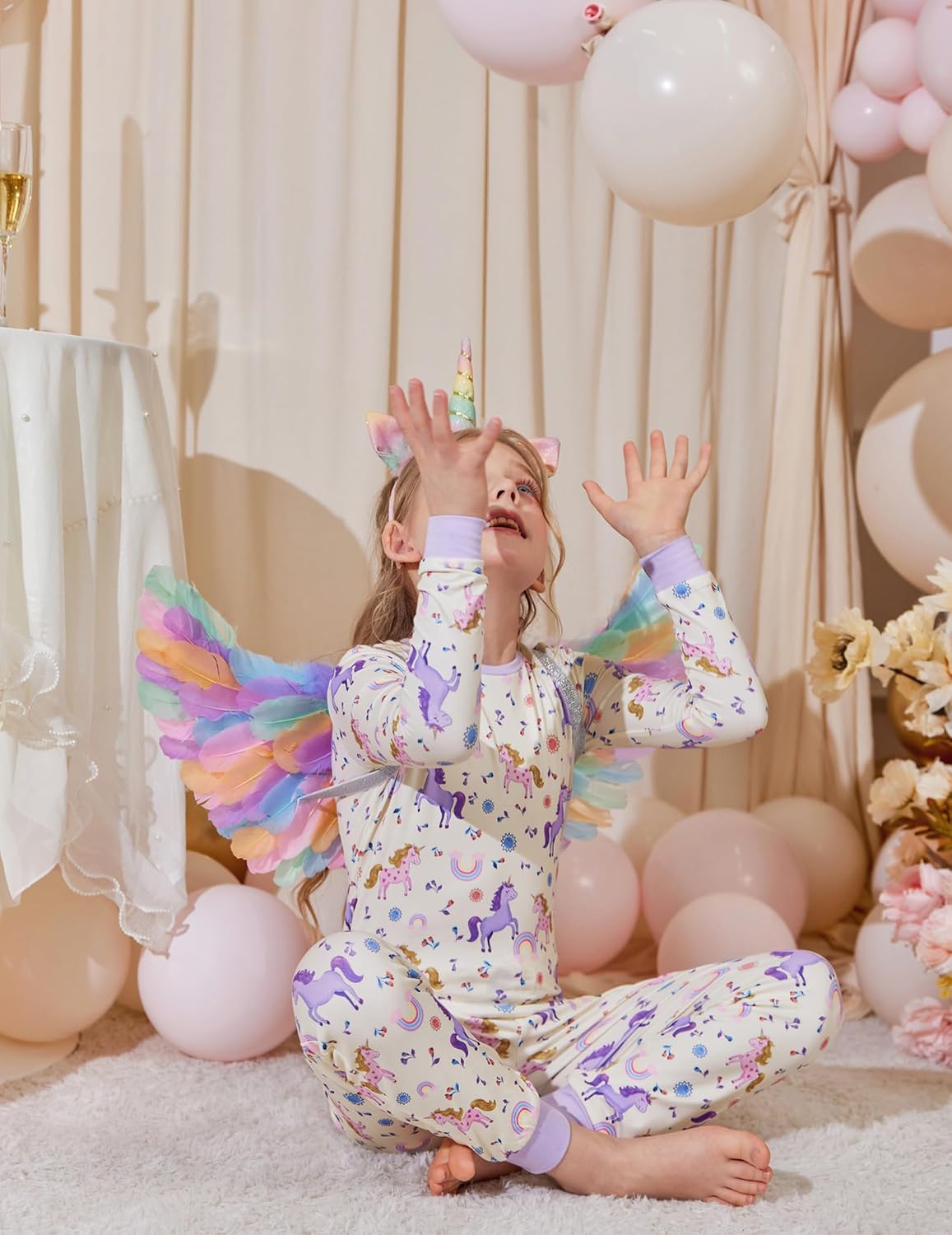 Arshiner Girls Pajamas Cute Snug Fit Long Sleeve Pjs Set Kids Sleepwear