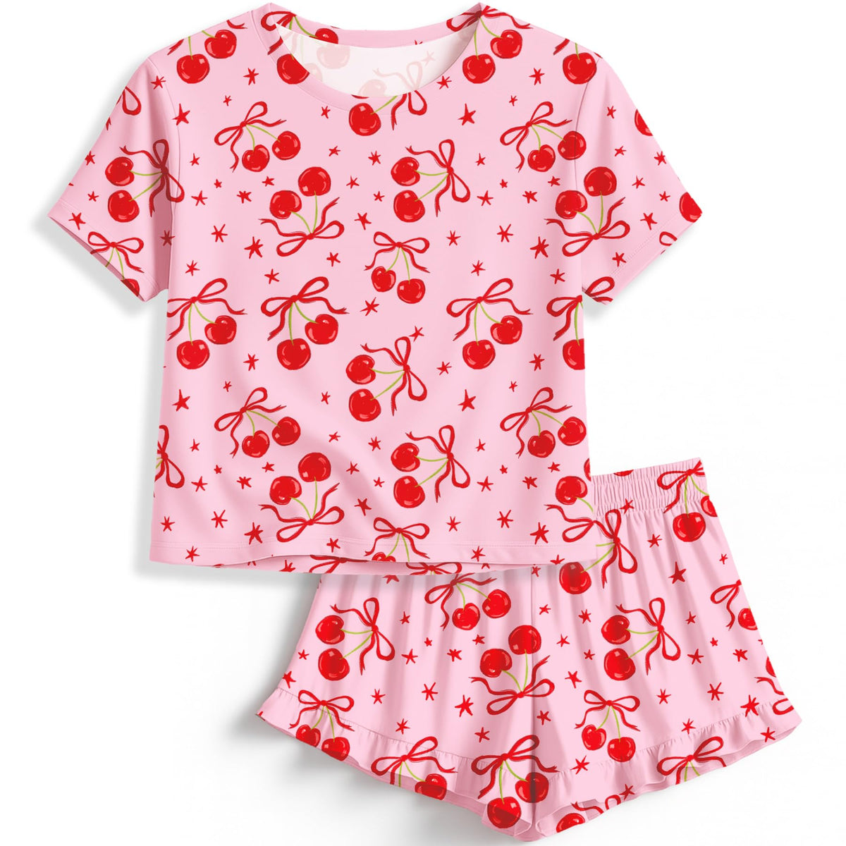 Petite&Me Soft Girls Pajamas with Ruffle Shorts, Cute Girls PJs Size 6-14