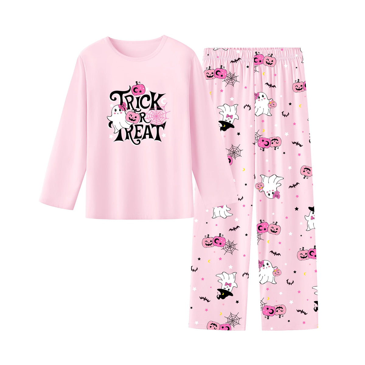 Umeyda 2-Piece Pajama Set for Girls, 100% Cotton Cartoon Pattern Sleepwear Pjs Set Size 5-14