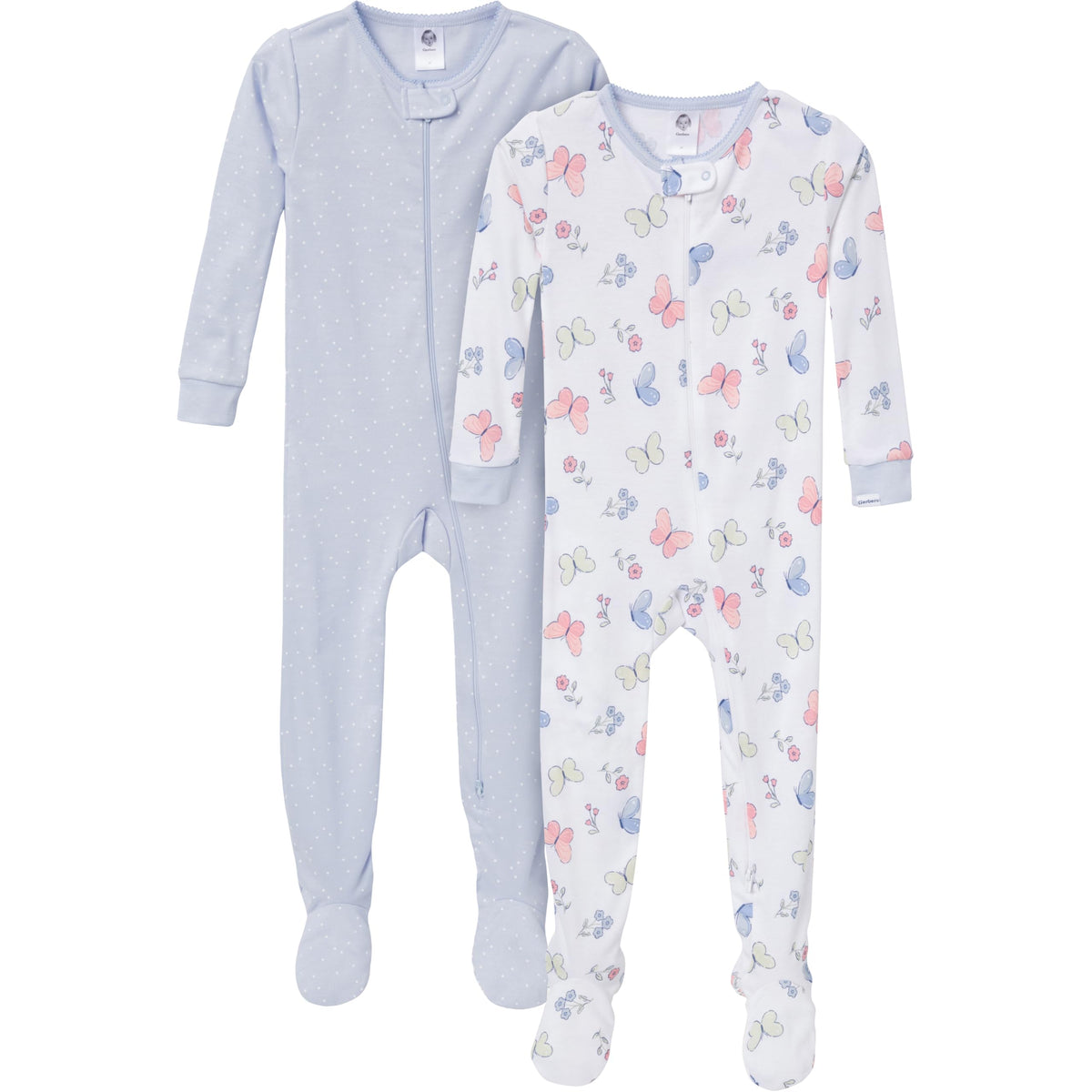 Gerber Baby Girls 2-Pack Footed Pajamas