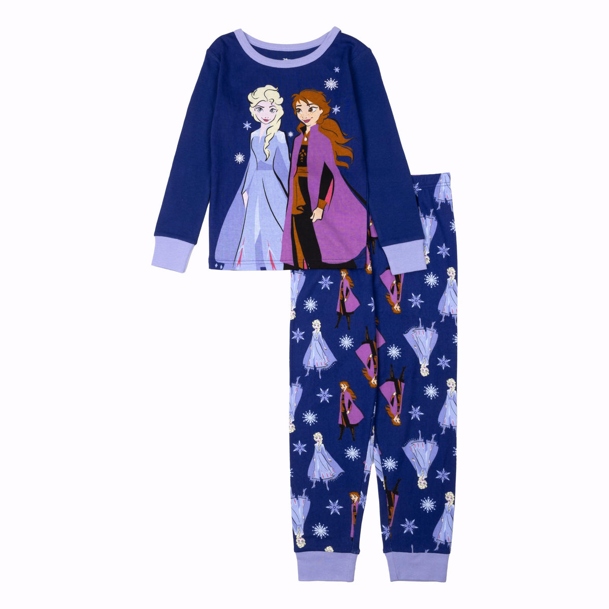 Disney Girls' 2-piece Snug-fit Cotton Holiday Matching Pajama Set, Soft & Cute for Kids