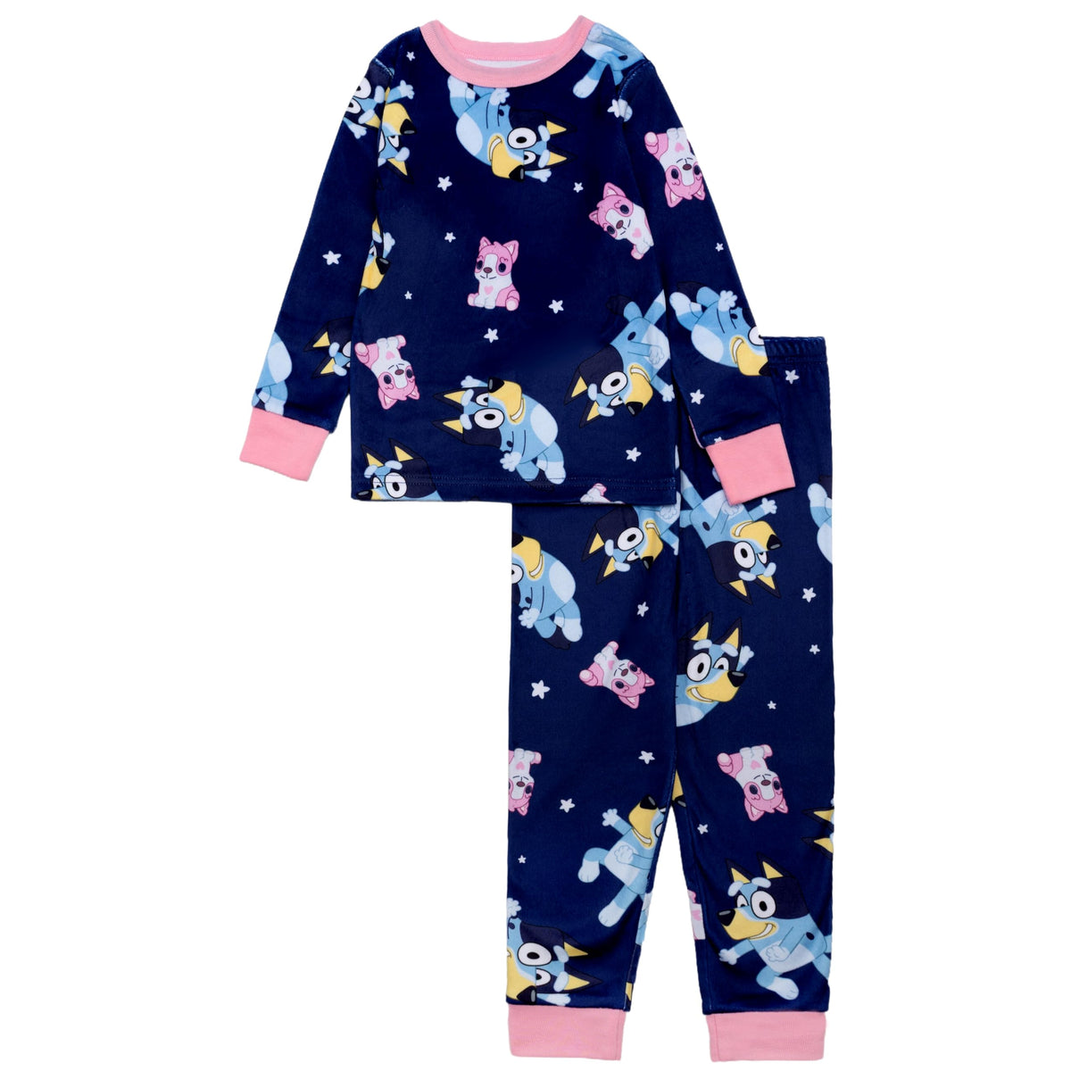 Bluey Girls' 2-piece Loose-fit Pajama Set, Matching Long-Sleeve Pajamas
