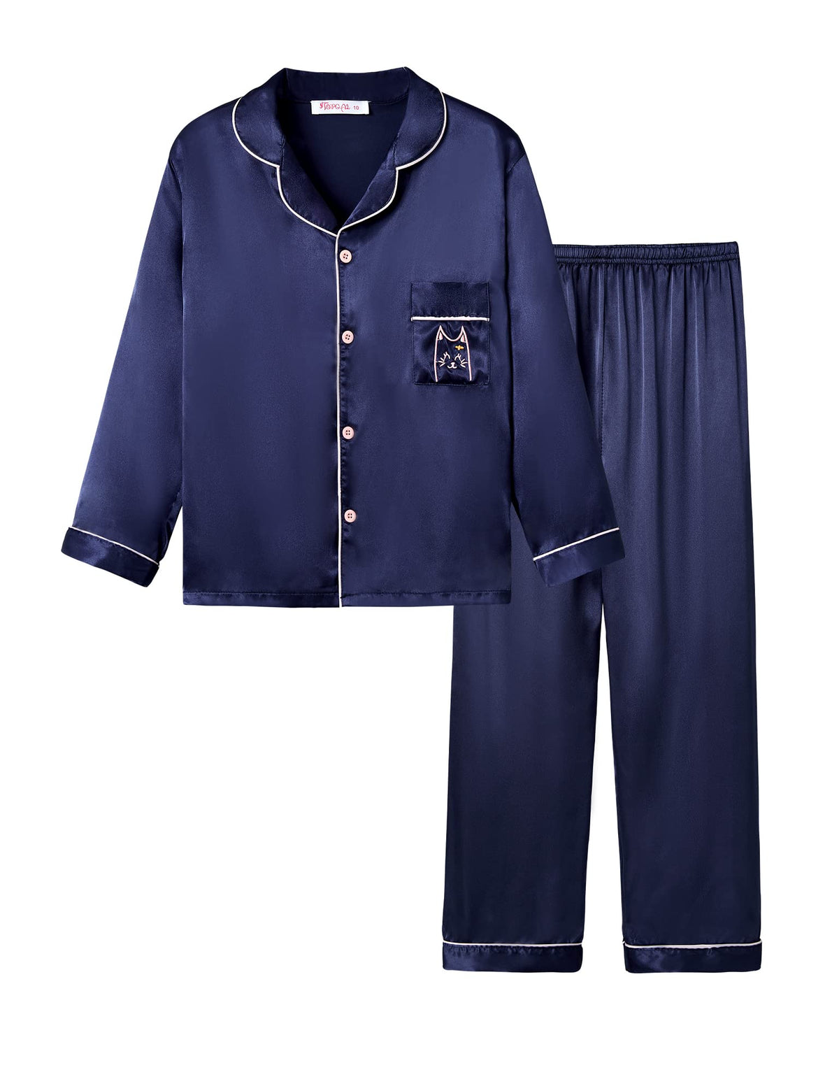 Topgal Girls Pajama Set, Coat Style Button Front, Size 6-16
