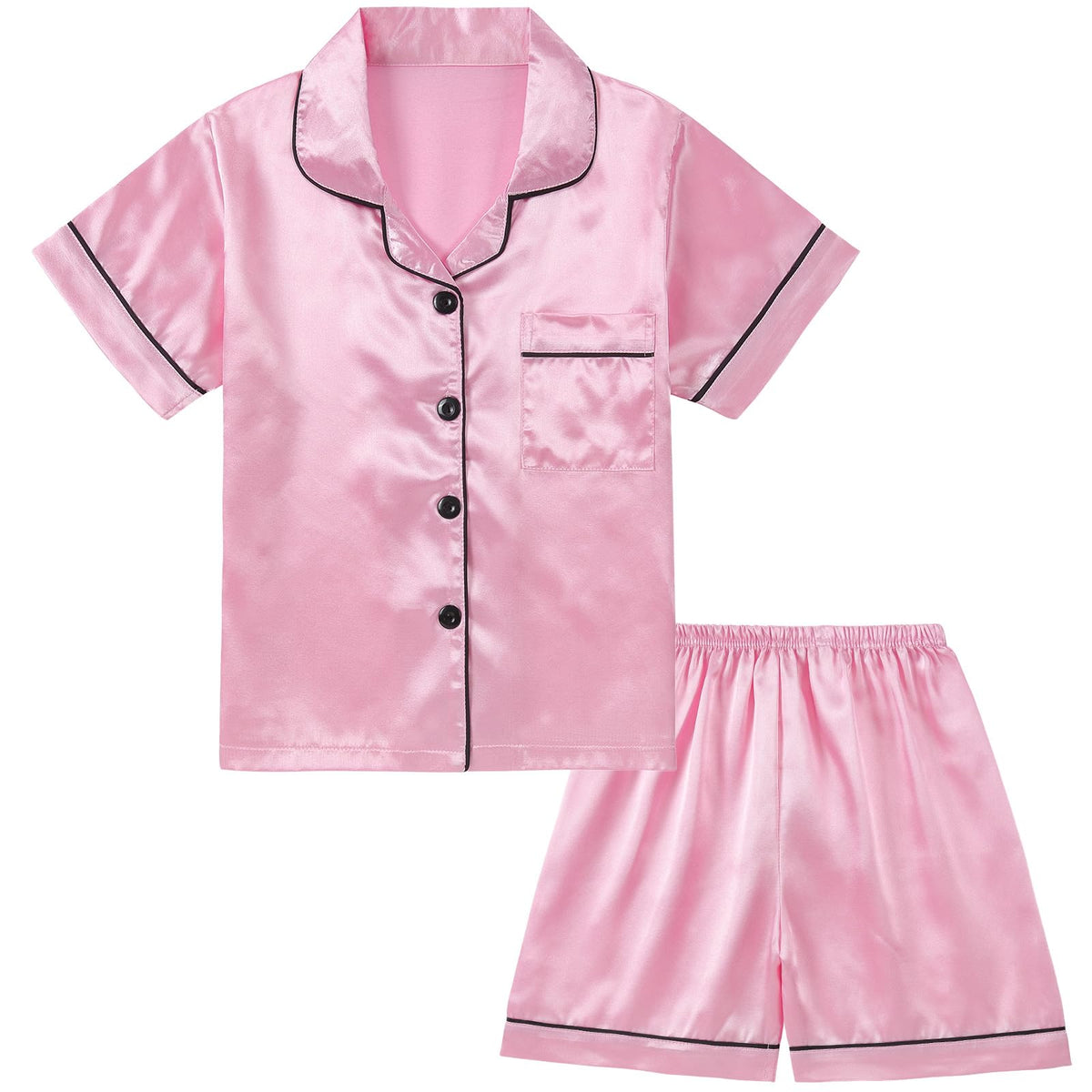 DIPUG Girls Pajamas Satin Pjs Short Sleeve Sleepover Party Gift