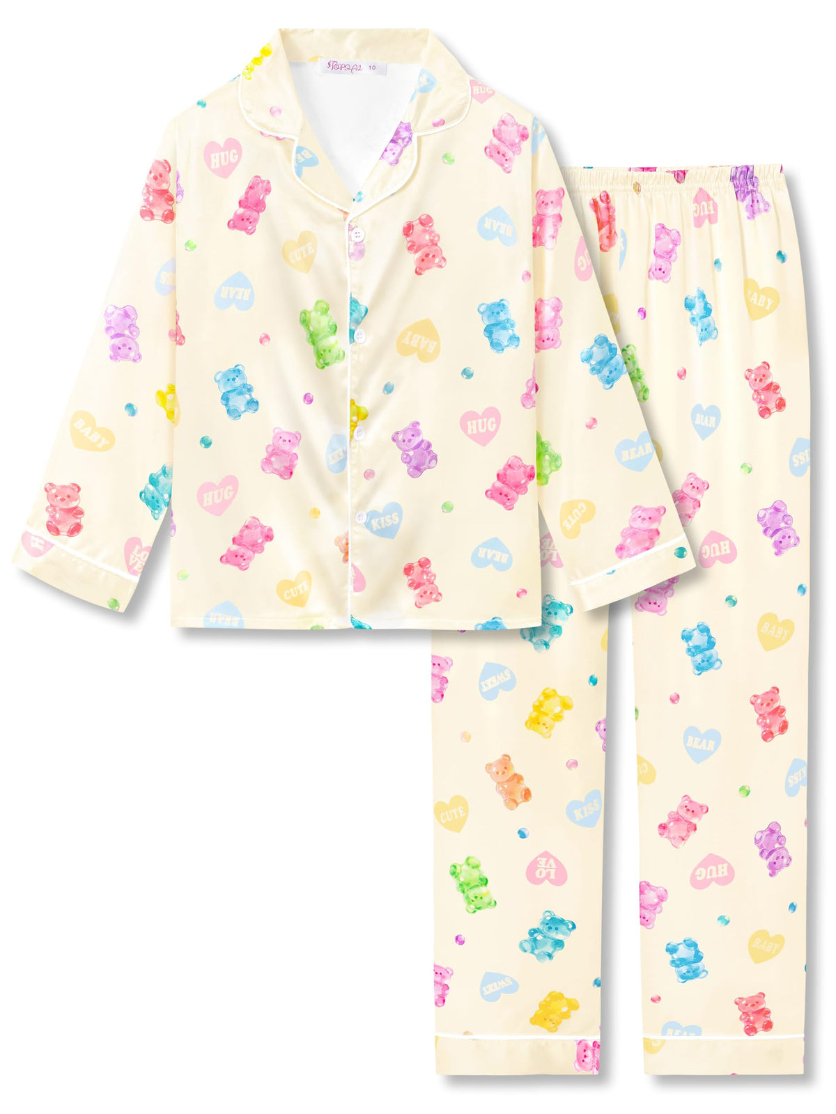 Topgal Girls Pajama Set, Coat Style Button Front, Size 6-16