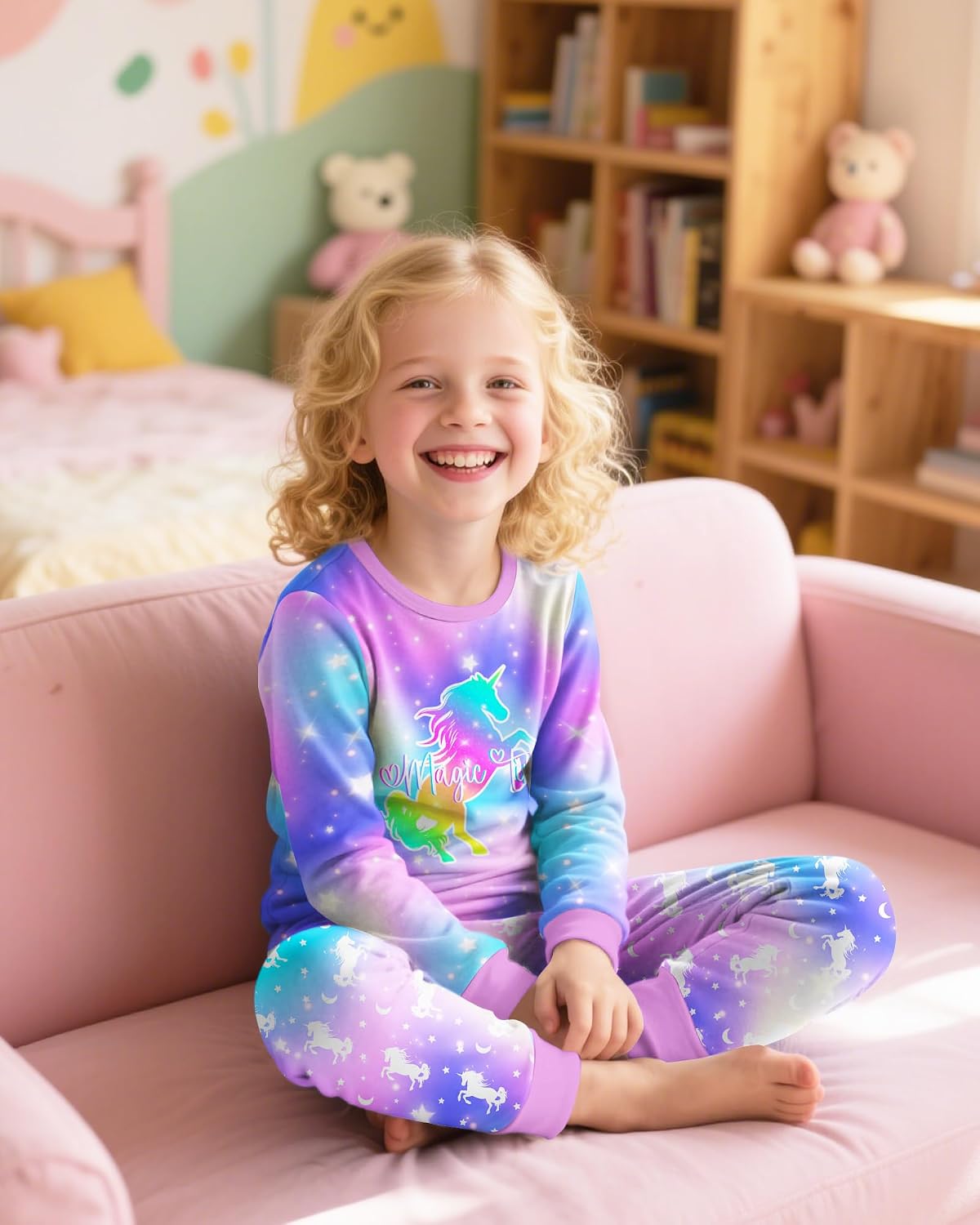 Girls Pajamas Toddler Kids Long Sleeve 2 Piece Pjs Set Unicorn Jammies Sleepwear 3T-10Y