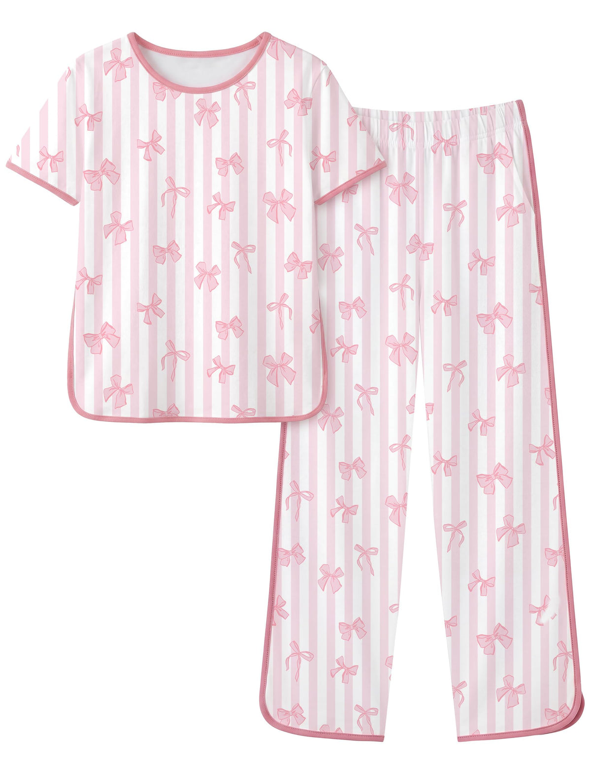 Yoofoss Girls Pajamas Organic Cotton Loose Fit Kids Pjs 2 Piece Sleepwear Short Sleeves & Long Pants Girls Clothes