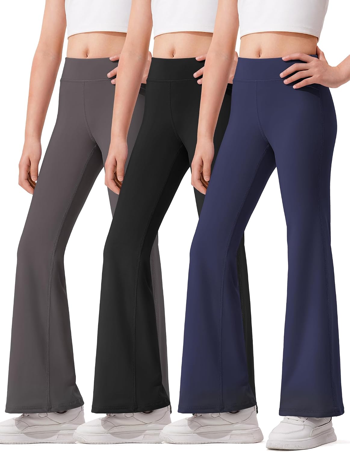 HASMES 3 Pack Girls Flare Leggings Kids Bell Bottom Dance Yoga Pants