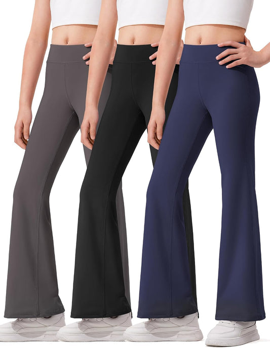 HASMES 3 Pack Girls Flare Leggings Kids Bell Bottom Dance Yoga Pants