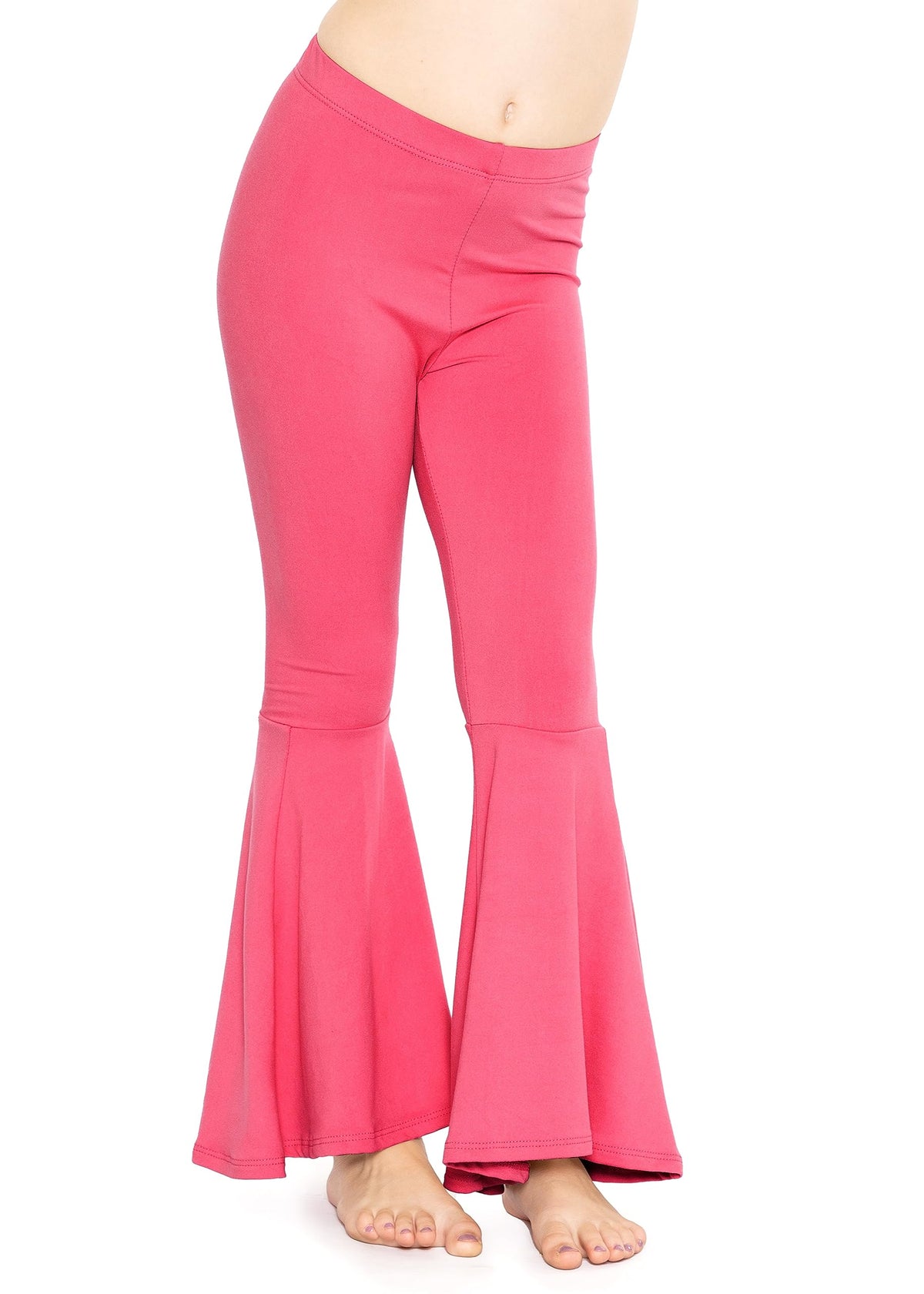 STRETCH IS COMFORT Girls Stretch Bell Bottoms Flare Pants Little | Big Kid Ruffle Bootcut Leggings | Sizes 2-14