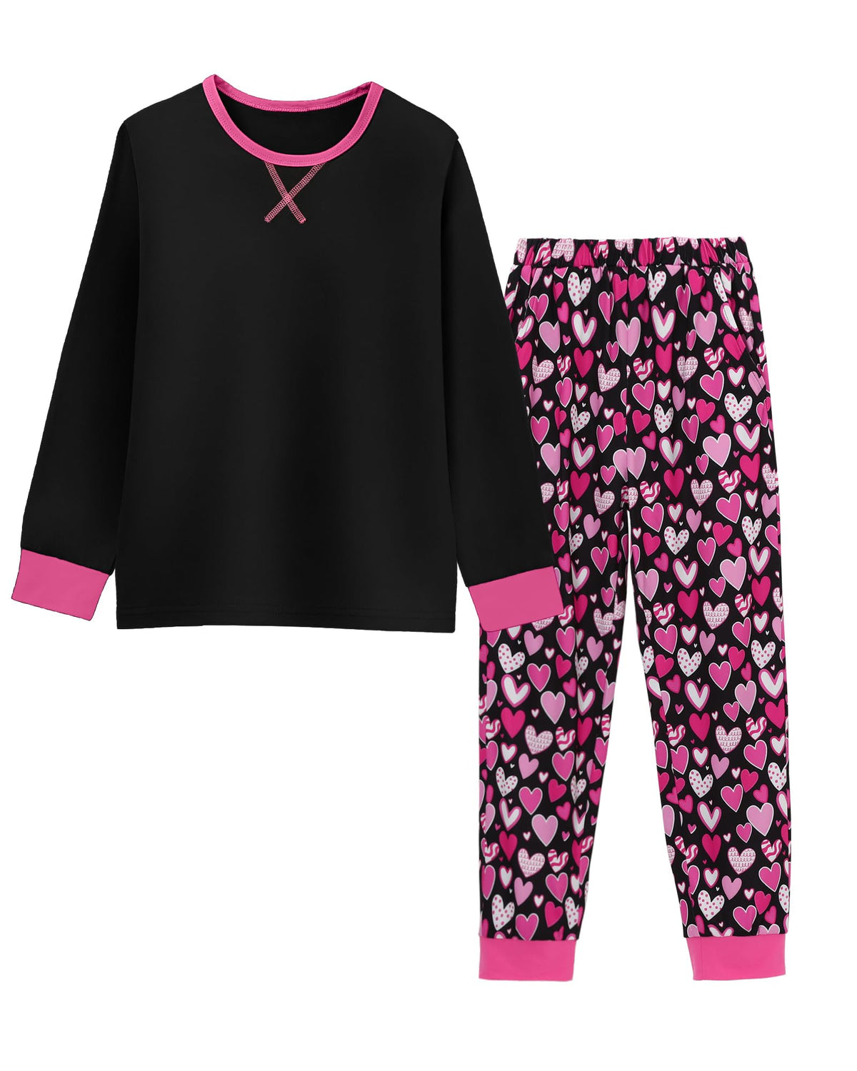 CARETOO Girls Pajamas 2 Piece Long Sleeve Long Pants Pajama Set Kids Cute Pj Soft Holiday Sleepwear Size 7-13