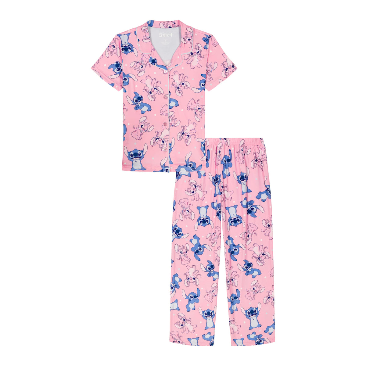 Disney girls 2-piece Loose-fit Button Down Matching Pajama Set, Soft & Cute for Kids