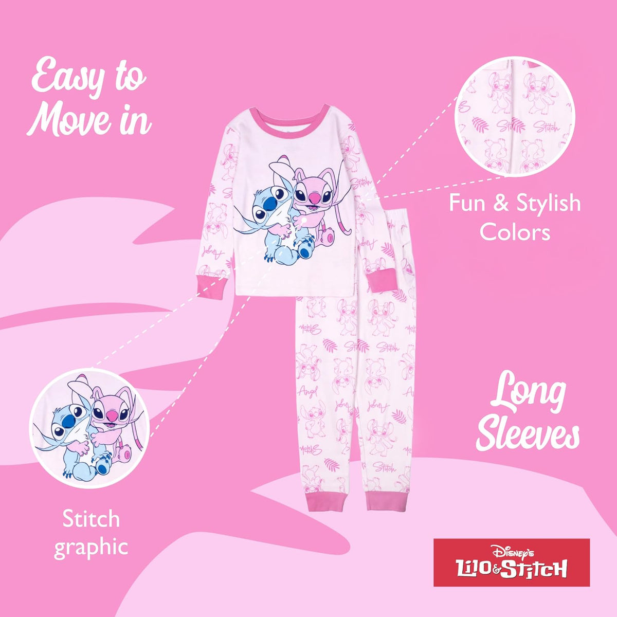 Disney Girls' 2-piece Snug-fit Cotton Holiday Matching Pajama Set, Soft & Cute for Kids
