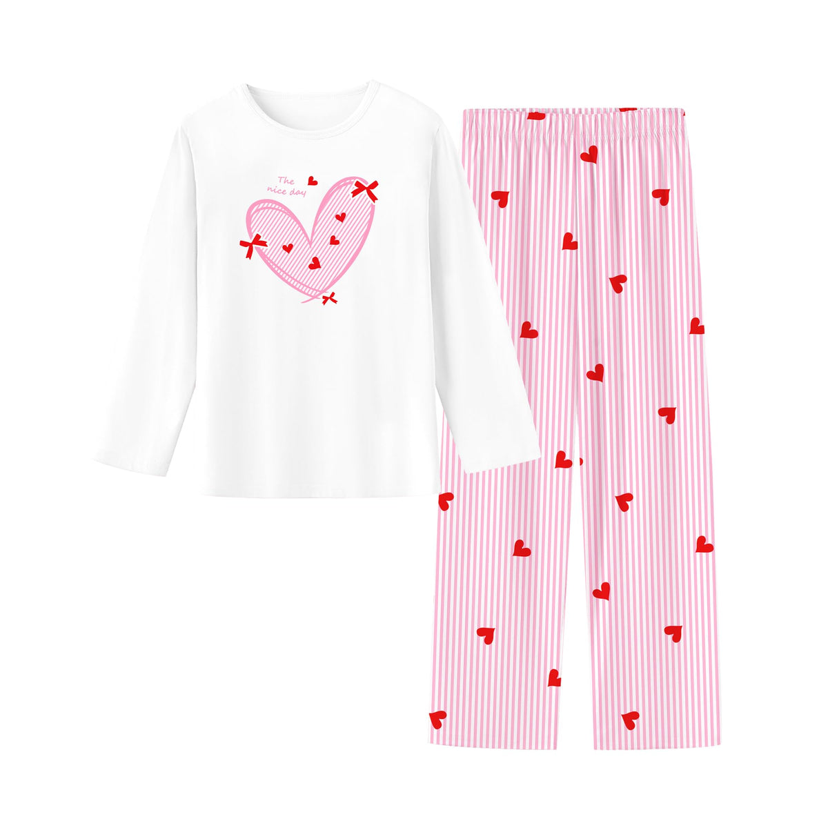 Umeyda 2-Piece Pajama Set for Girls, 100% Cotton Cartoon Pattern Sleepwear Pjs Set Size 5-14