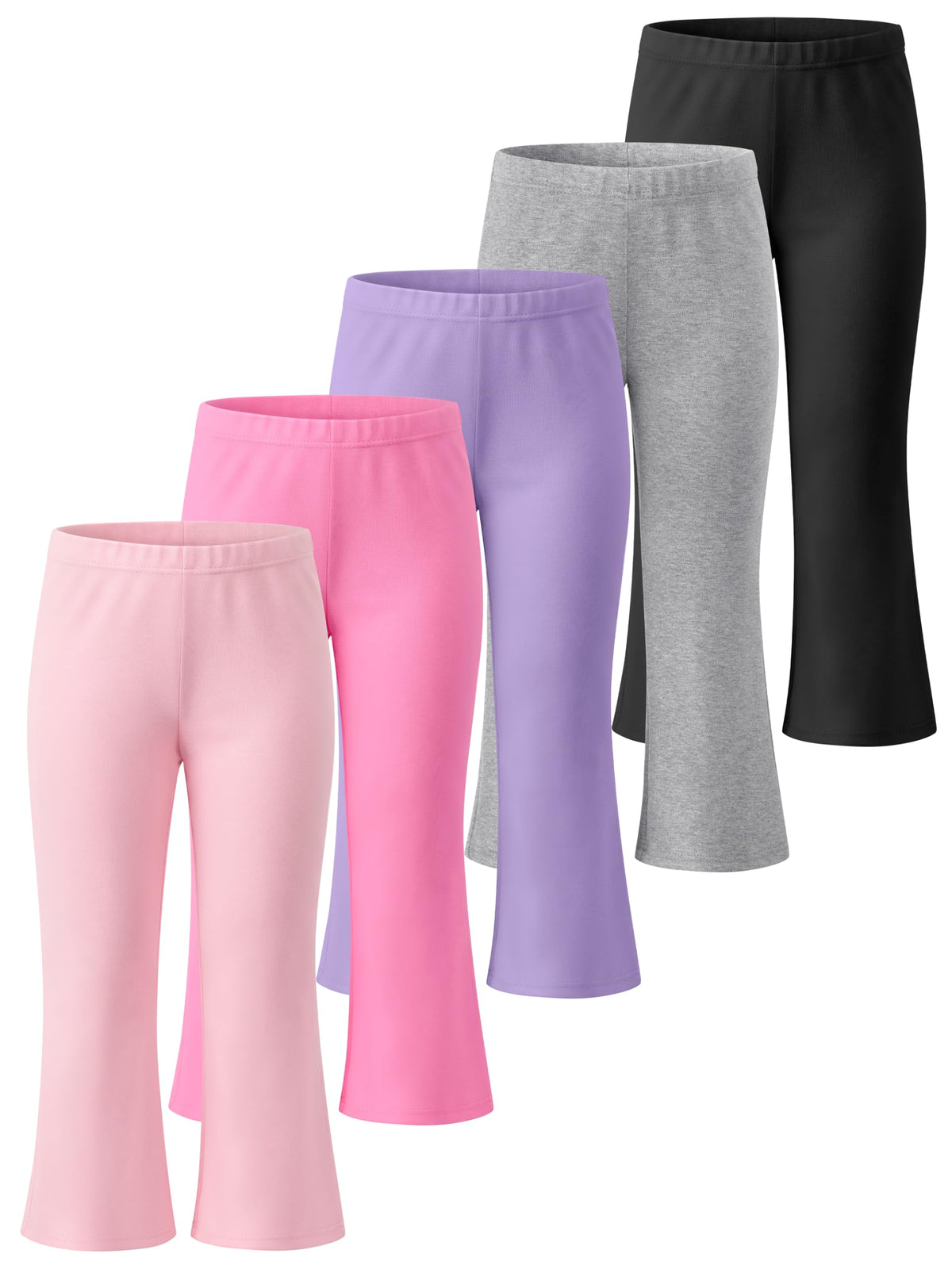 Poroka 5 Pack Toddler Girls Flare Pants Cotton Stretch Bell Bottom Leggings