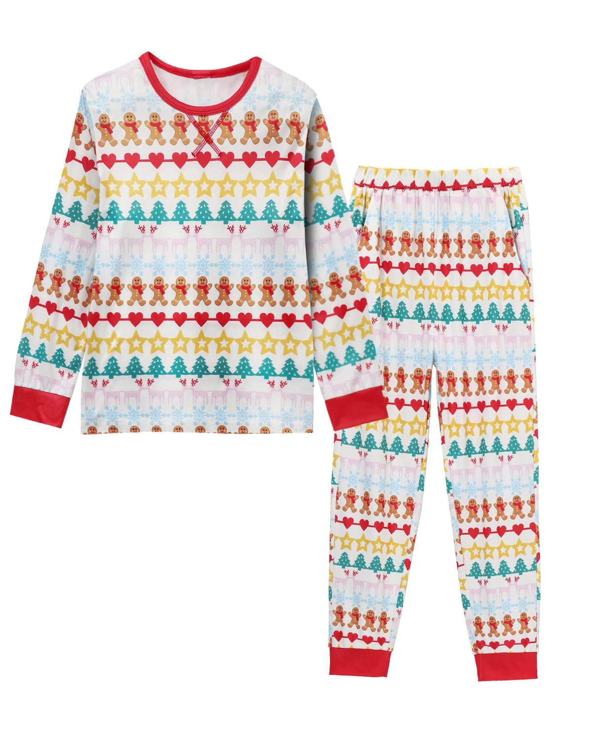 CARETOO Girls Pajamas 2 Piece Long Sleeve Long Pants Pajama Set Kids Cute Pj Soft Holiday Sleepwear Size 7-13