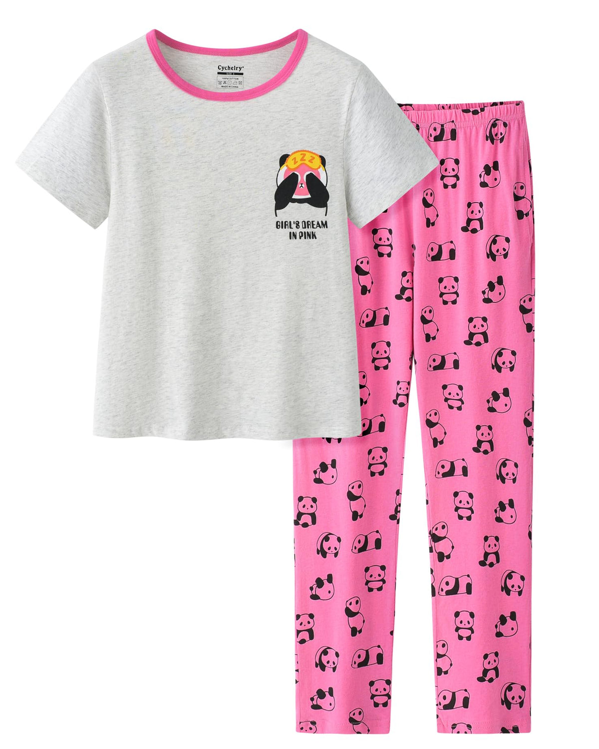 Big Girls Pajamas Lovely 2PCS Soft Cartoon Short Sleeve with Pants Sleepwear Teens PJS Clothes Size 6-16