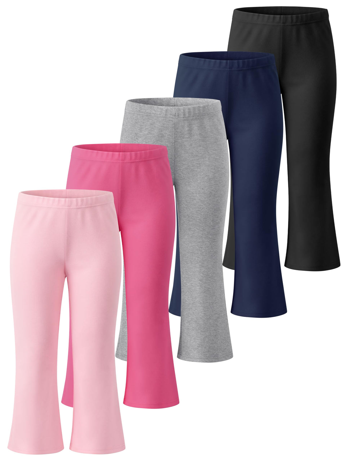 Poroka 5 Pack Toddler Girls Flare Pants Cotton Stretch Bell Bottom Leggings