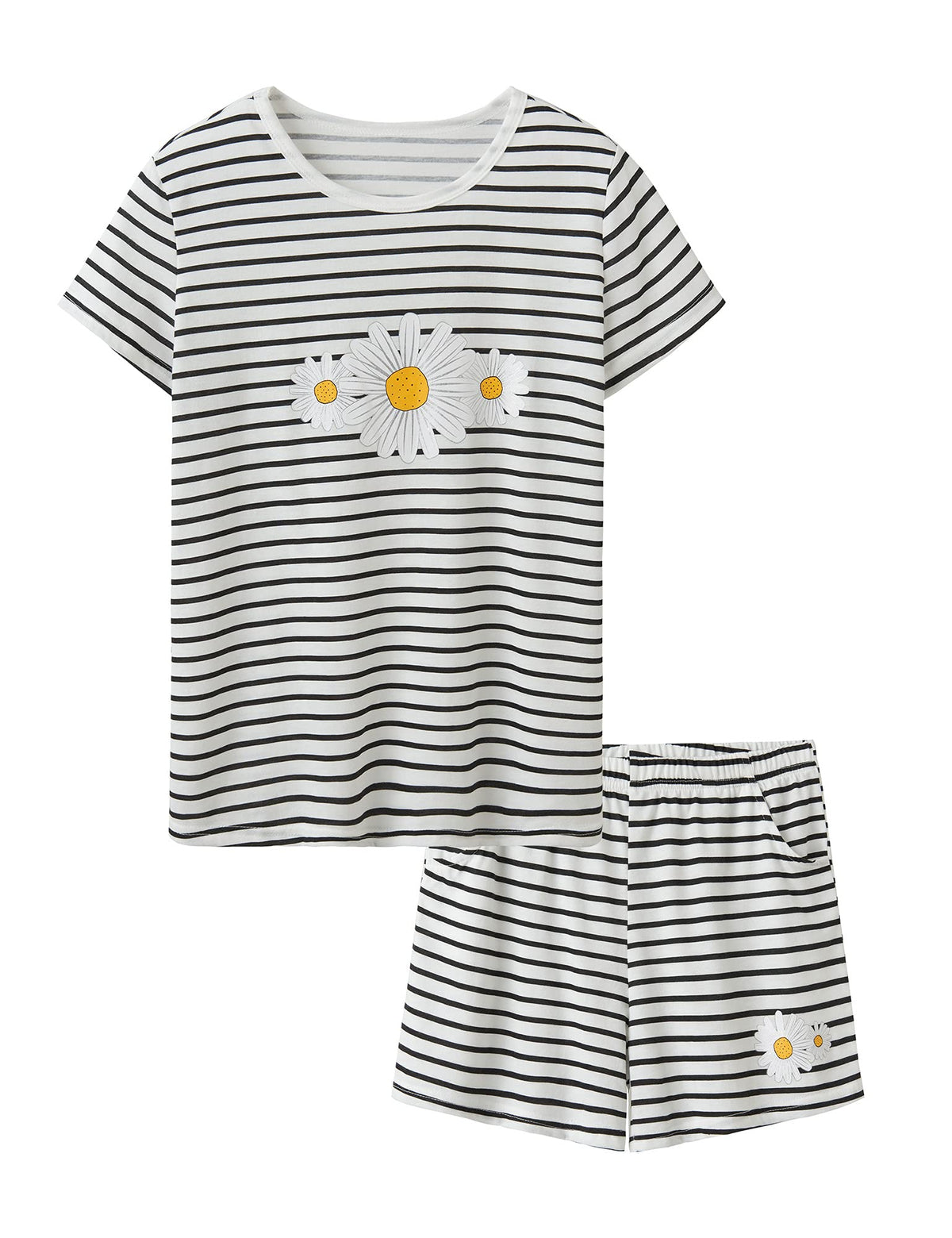 Cozchique Girls Striped Soft Short Sleeve & Shorts Pajama Set Sizes 4T-18