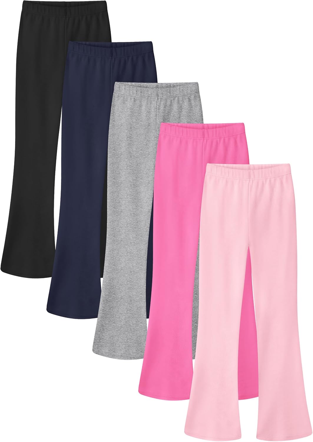 Resinta 5 Pack Girls Flare Leggings Cotton Blend Soft Flared Pants 5-14Y