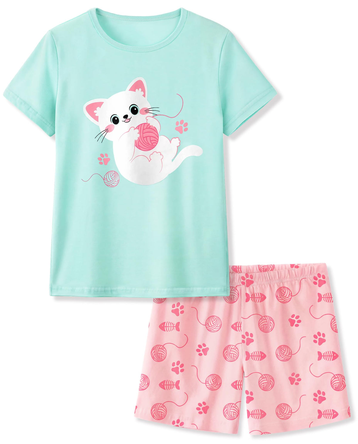 HONGTEYA Cotton Girls Clothes Kids Short Sleeve for 4-15T Years