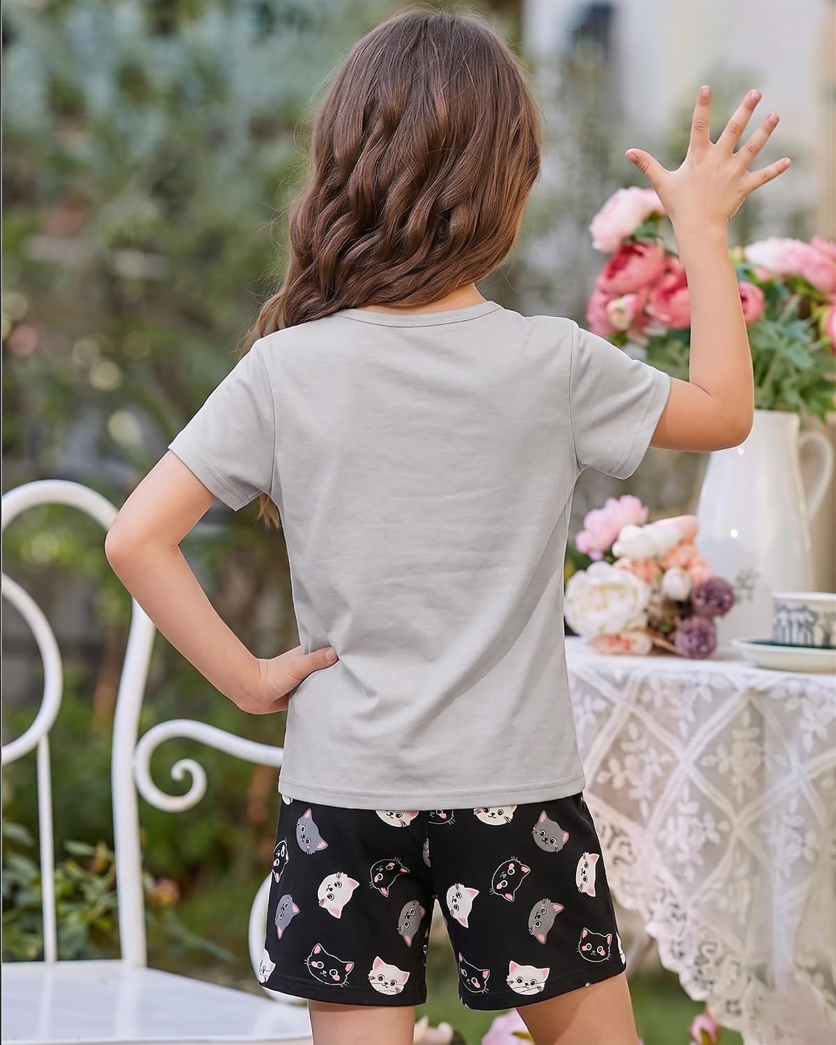 HONGTEYA Cotton Girls Clothes Kids Short Sleeve for 4-15T Years