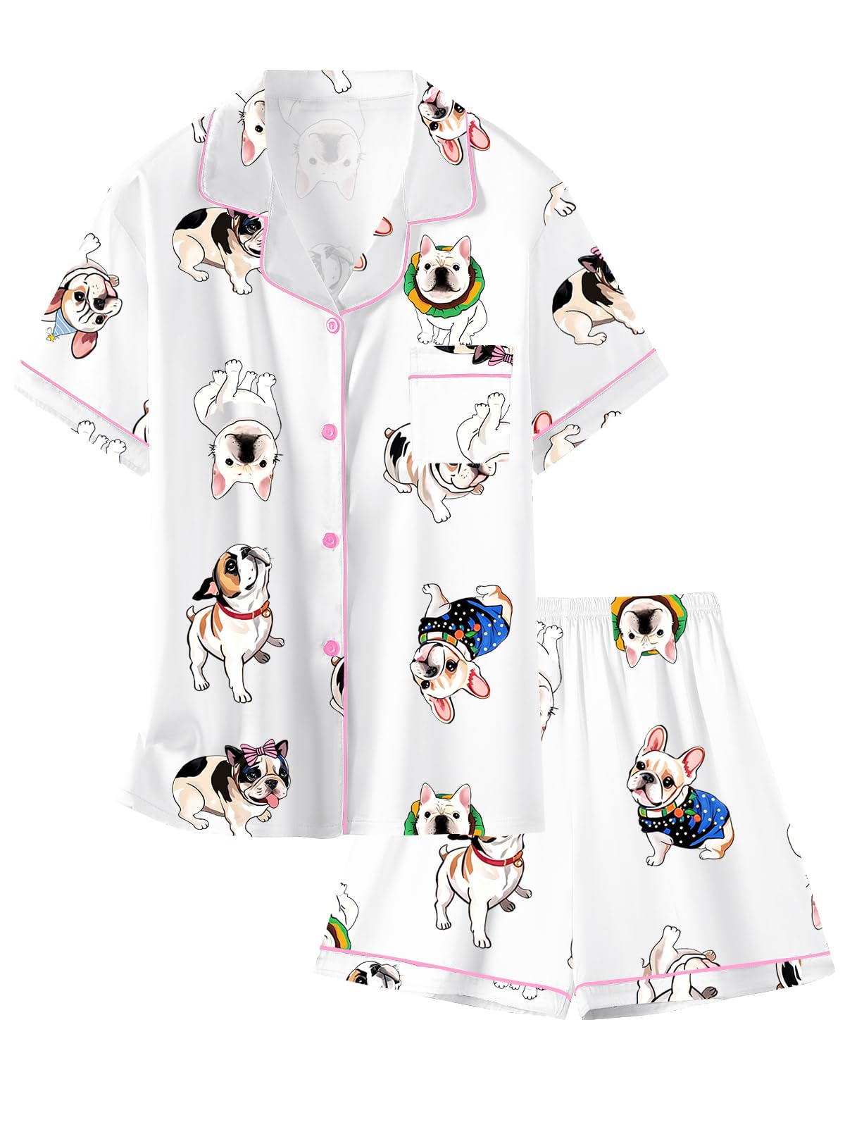 Schbbbta Girls Womens Pajamas, Satin Silky Pjs Set Kids 2Pcs Button-Down Nightwear Sleepwear Gift for Mommy and me