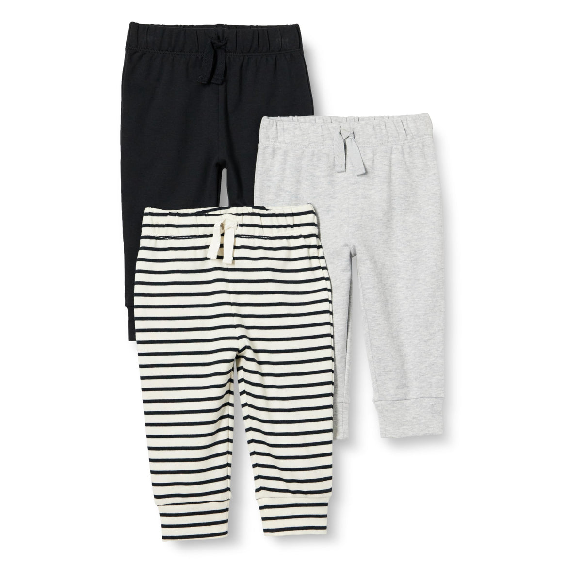 Amazon Essentials Unisex Babies' Cotton Pull-On Pants with Elastic Waist, Pack of 3