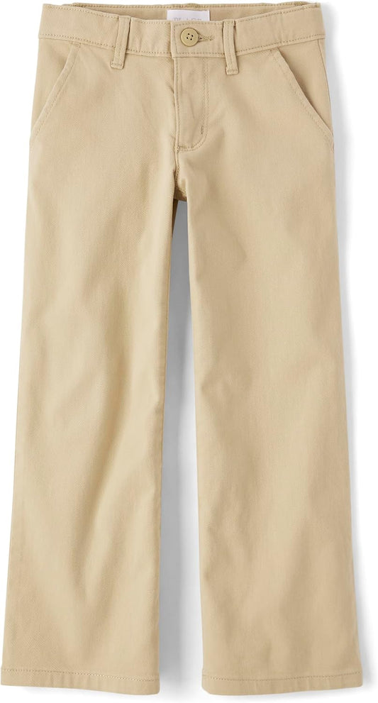The Children's Place Girls' Uniform Wide Leg Chino Pants