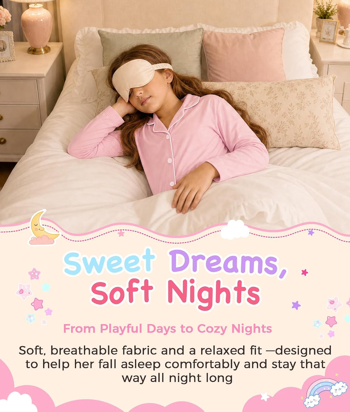 Petite&Me Girls Pajamas, Long Sleeve Button Up Set with Flared Pants 6T-14T