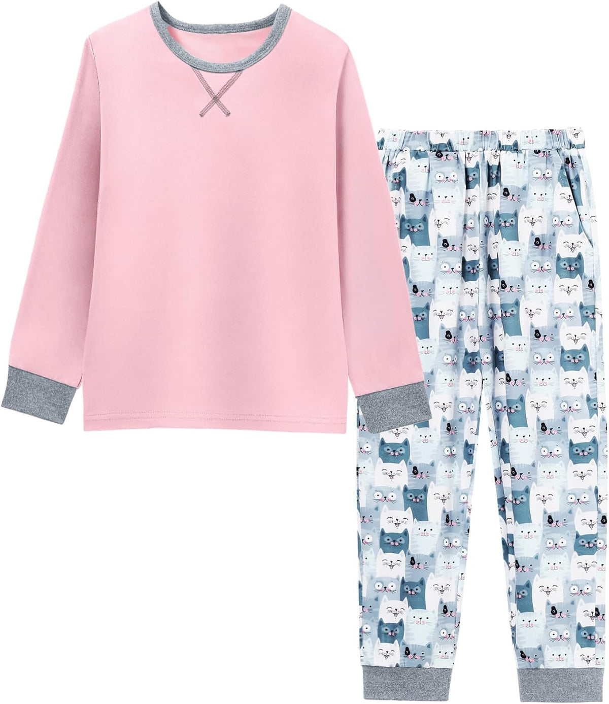 CARETOO Girls Pajamas 2 Piece Long Sleeve Long Pants Pajama Set Kids Cute Pj Soft Holiday Sleepwear Size 7-13