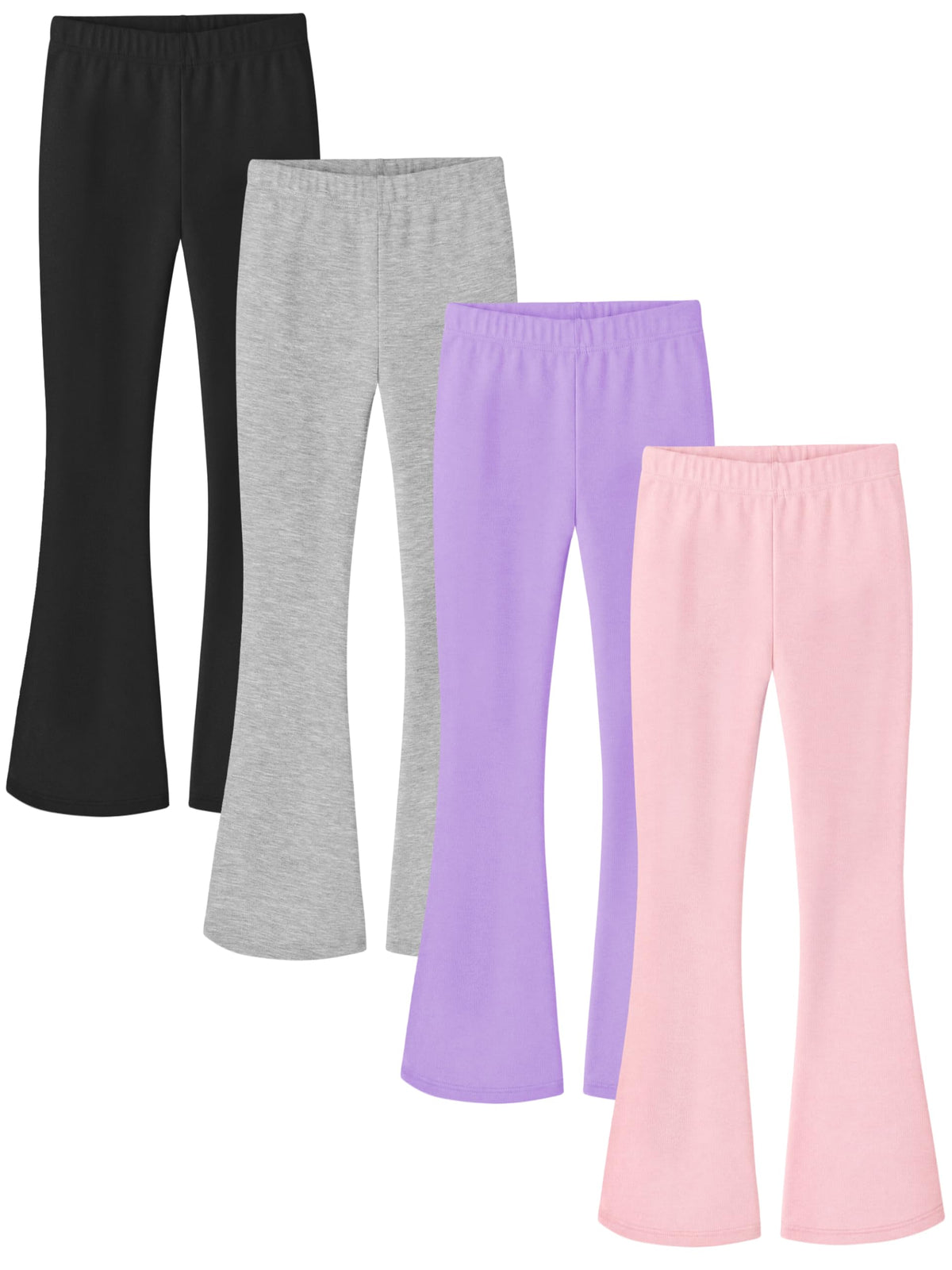 Poroka 4 Pack Girls Fleece Lined Flare Leggings Winter Bell Bottom Pants