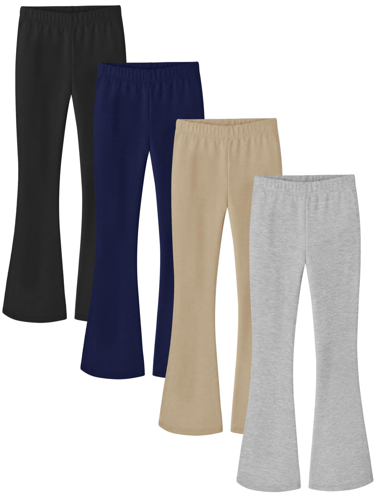 Poroka 4 Pack Girls Fleece Lined Flare Leggings Winter Bell Bottom Pants